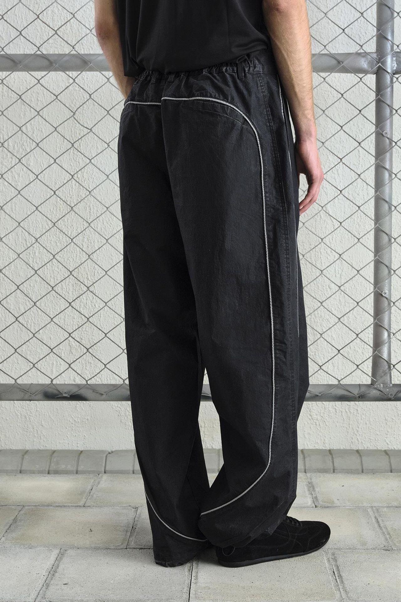 GIESTO Contrast Binding Detailed Baggy Ripstop Pants 3