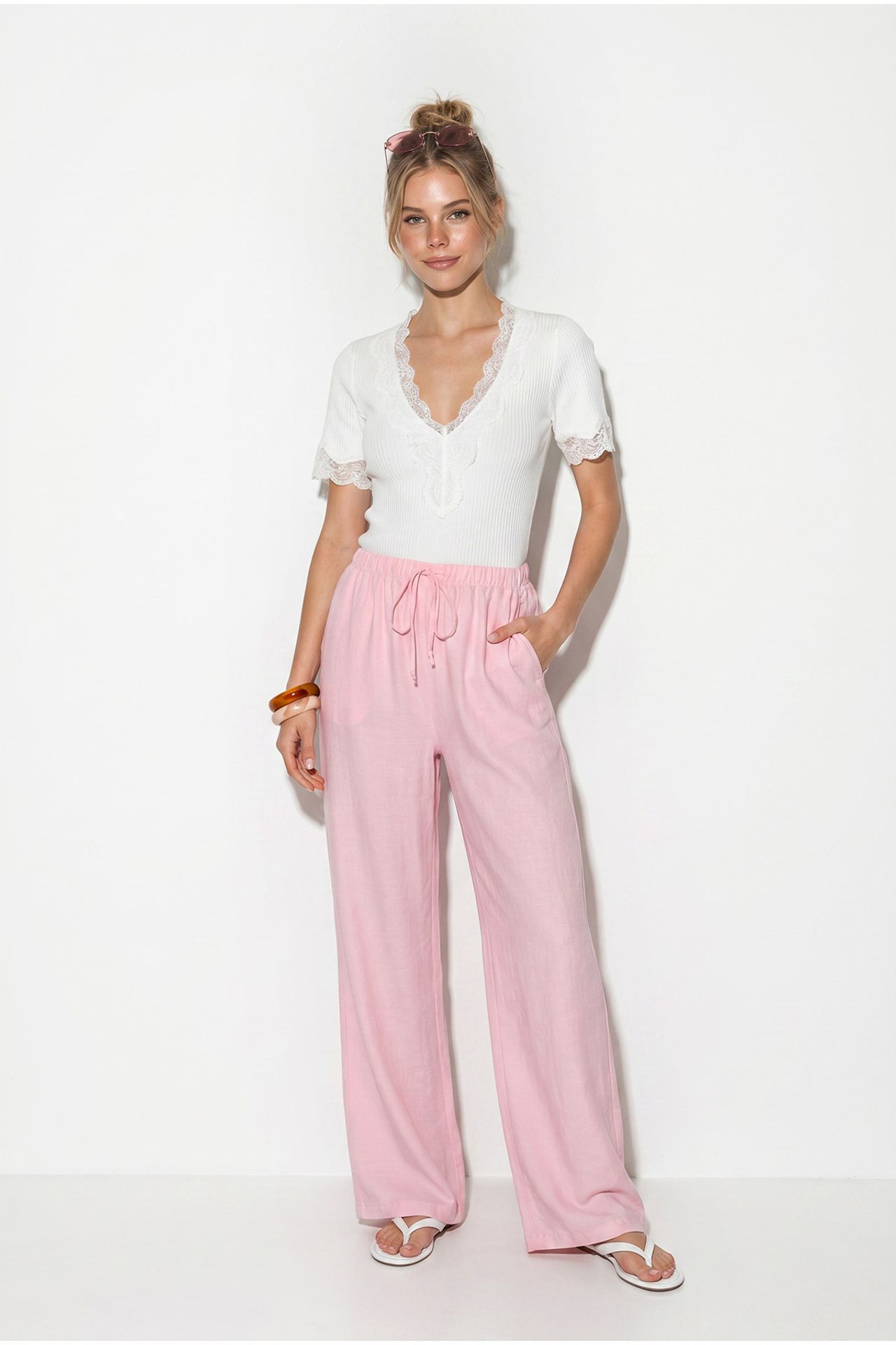 LUCCI Women’s Wide-Leg Crepe Trousers 2