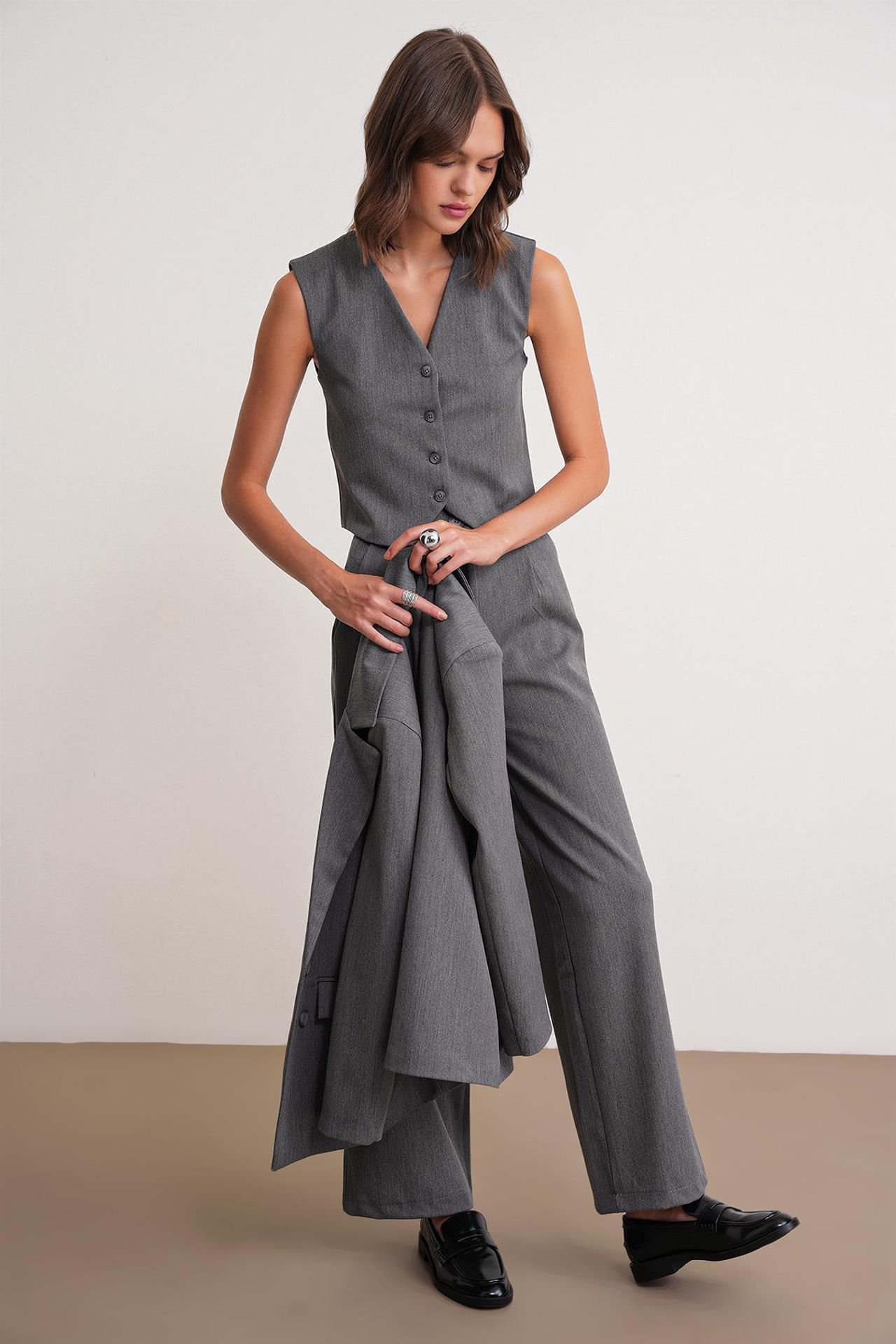Mixray V-neck Buttoned Waistcoat 2