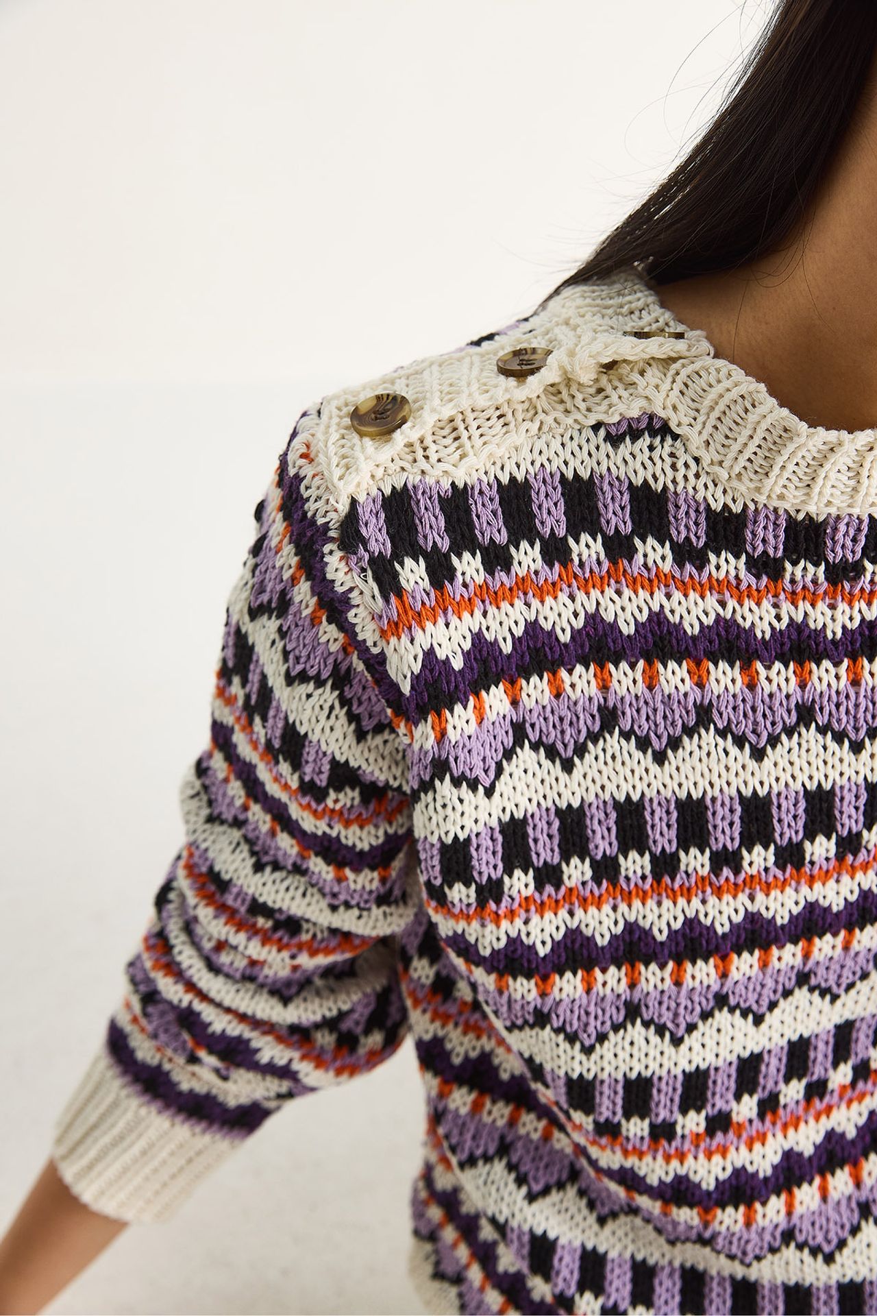 LUCCI Ethnic Patterned Knit Sweater 5