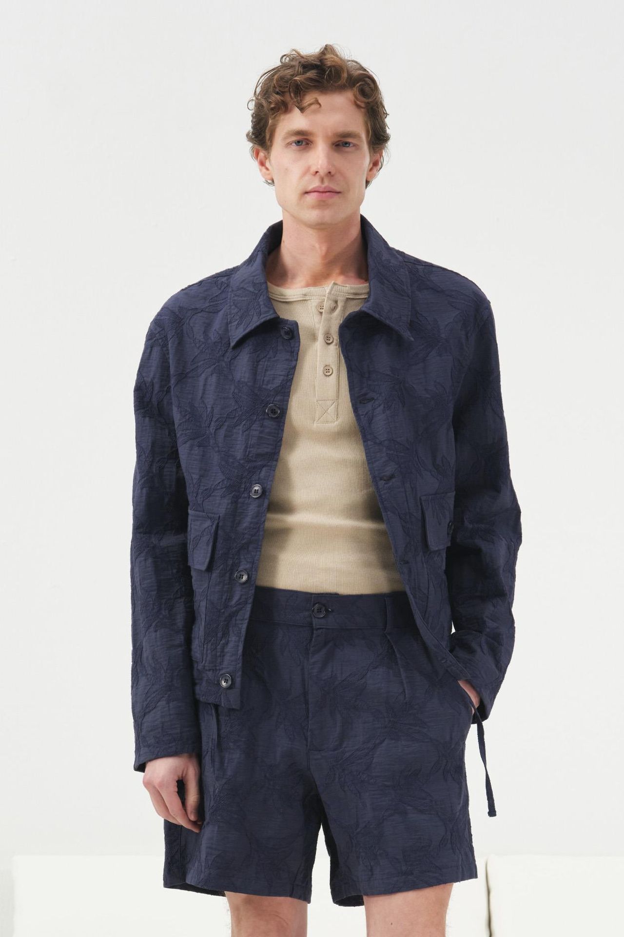 GIESTO Jacquard Patterned Button Closure Jacket 1