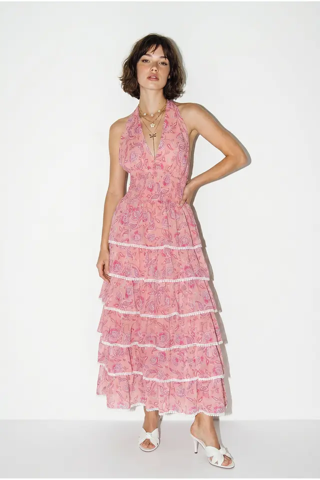 LUCCI Paisley Halter Maxi Dress