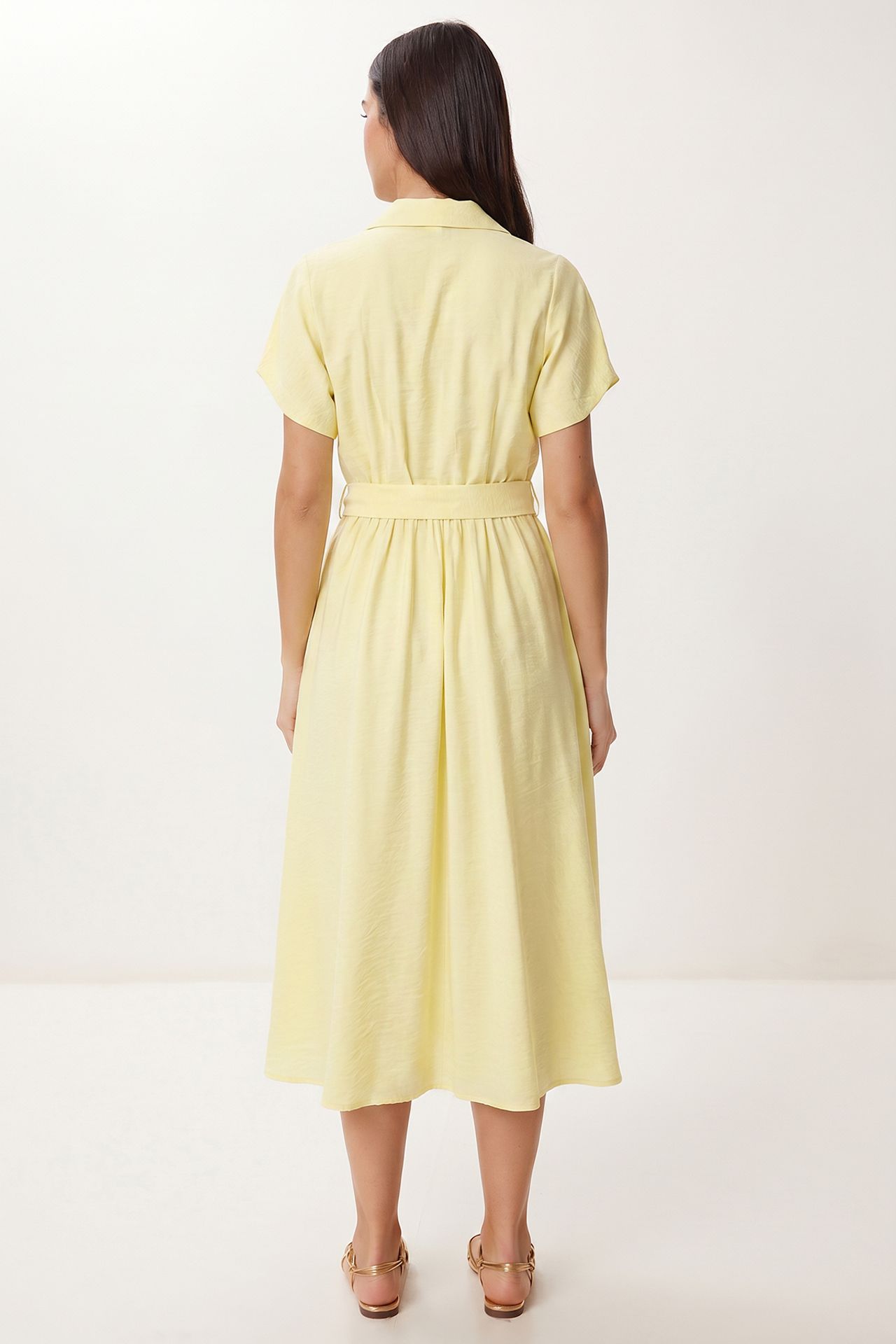 ISTANBUL Belted Poplin Shirt Midi Dress 5