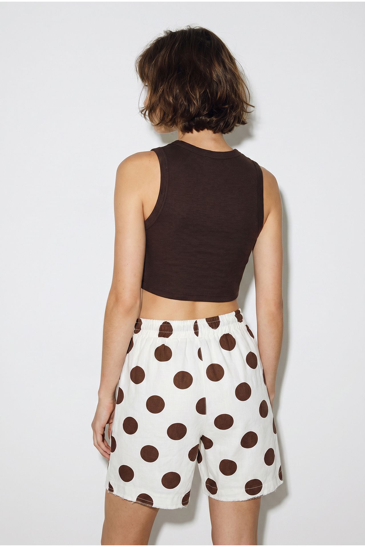 LUCCI High-Waist Wide-Leg Cotton Gabardine Shorts 5