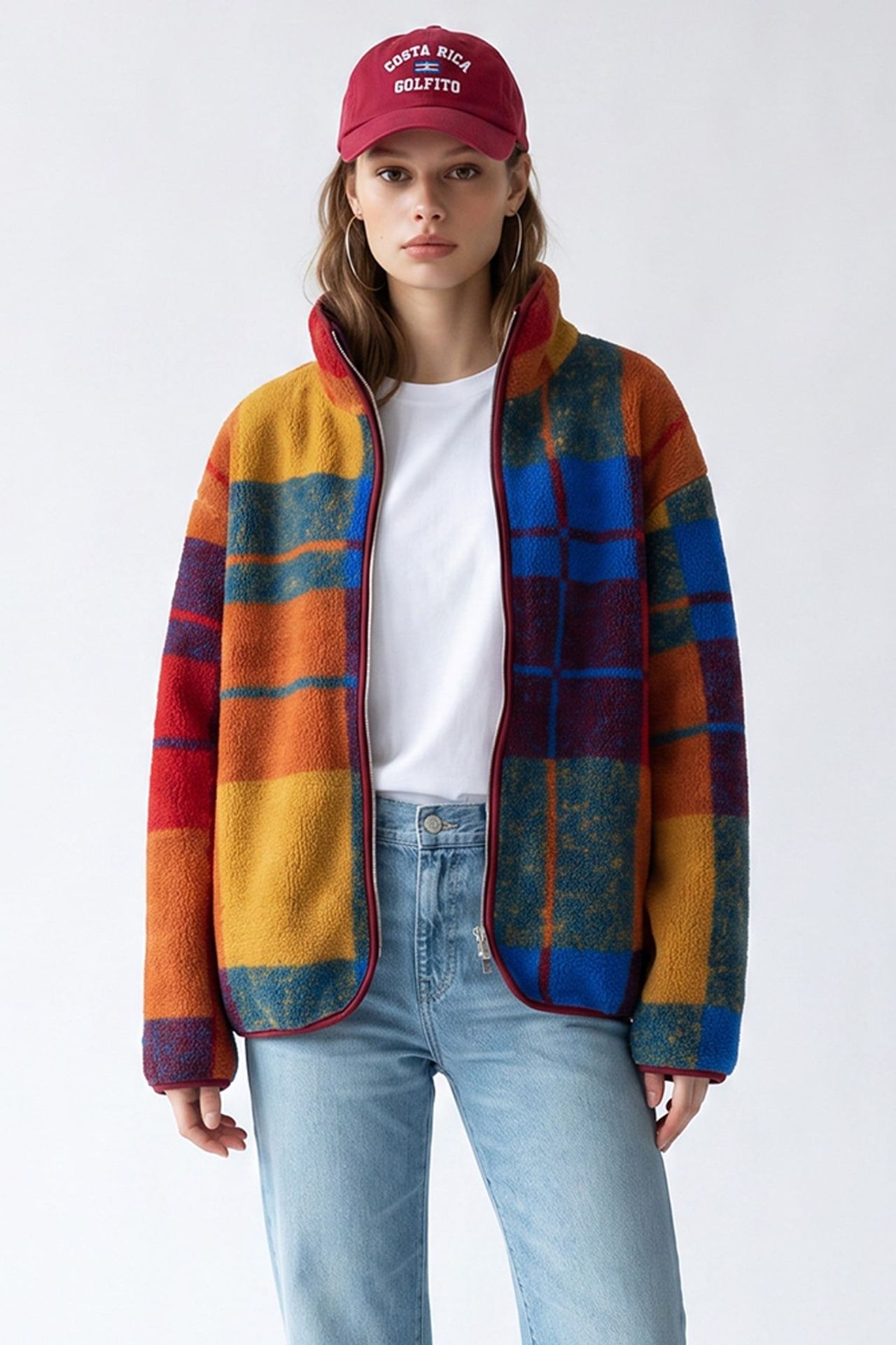 MIXRAY Kadın Geometrik Fermuarlı Yaka Sweatshirt 3