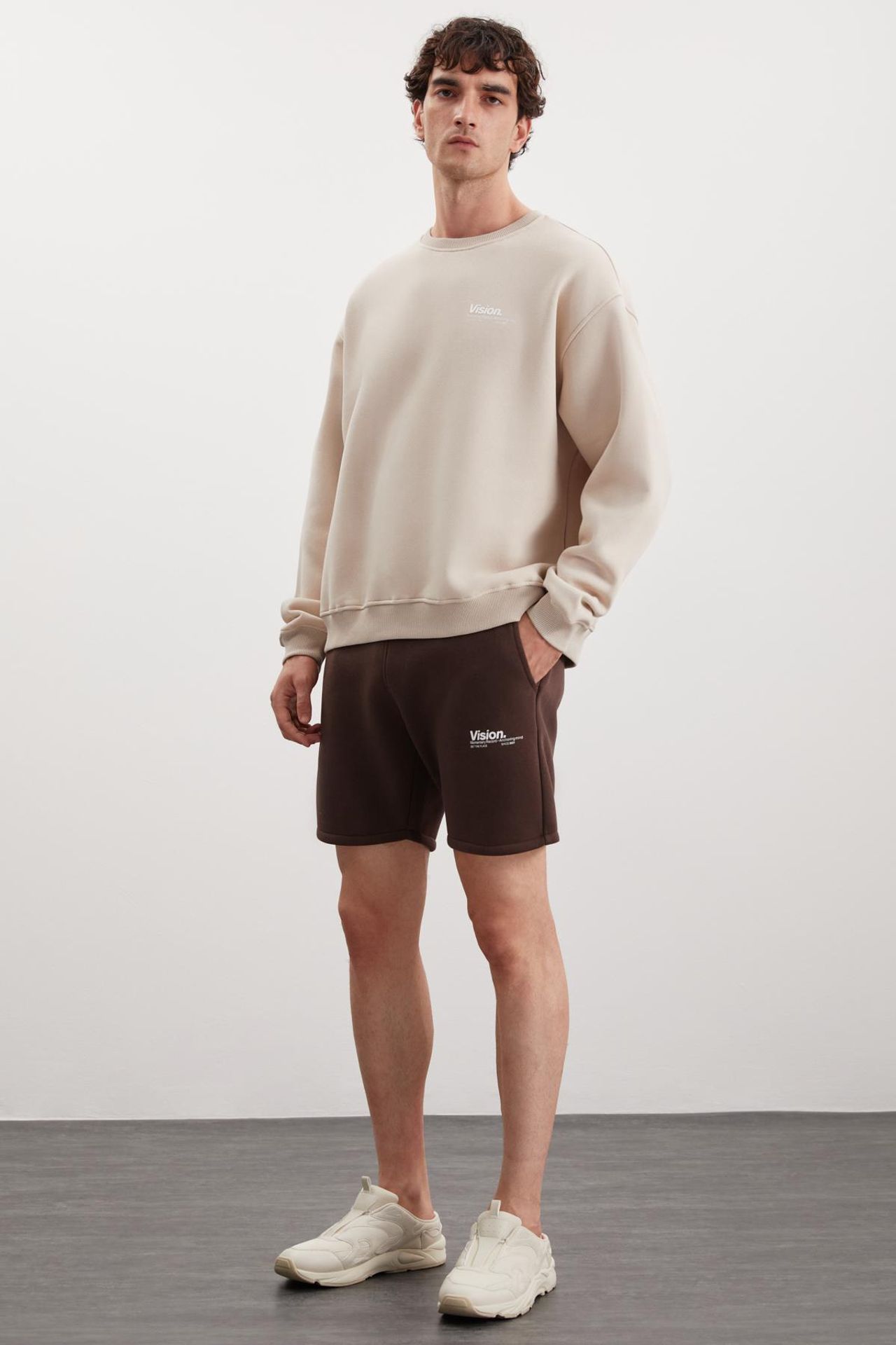 GRIMELANGE Baskılı Geniş Kalıp Bisiklet Yaka Sweatshirt 3