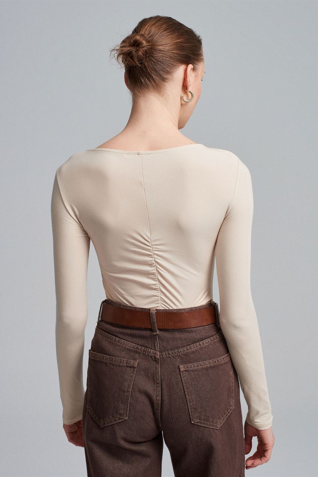 DILVIN Slim Fit Kayık Yaka Uzun Kollu Bluz 3
