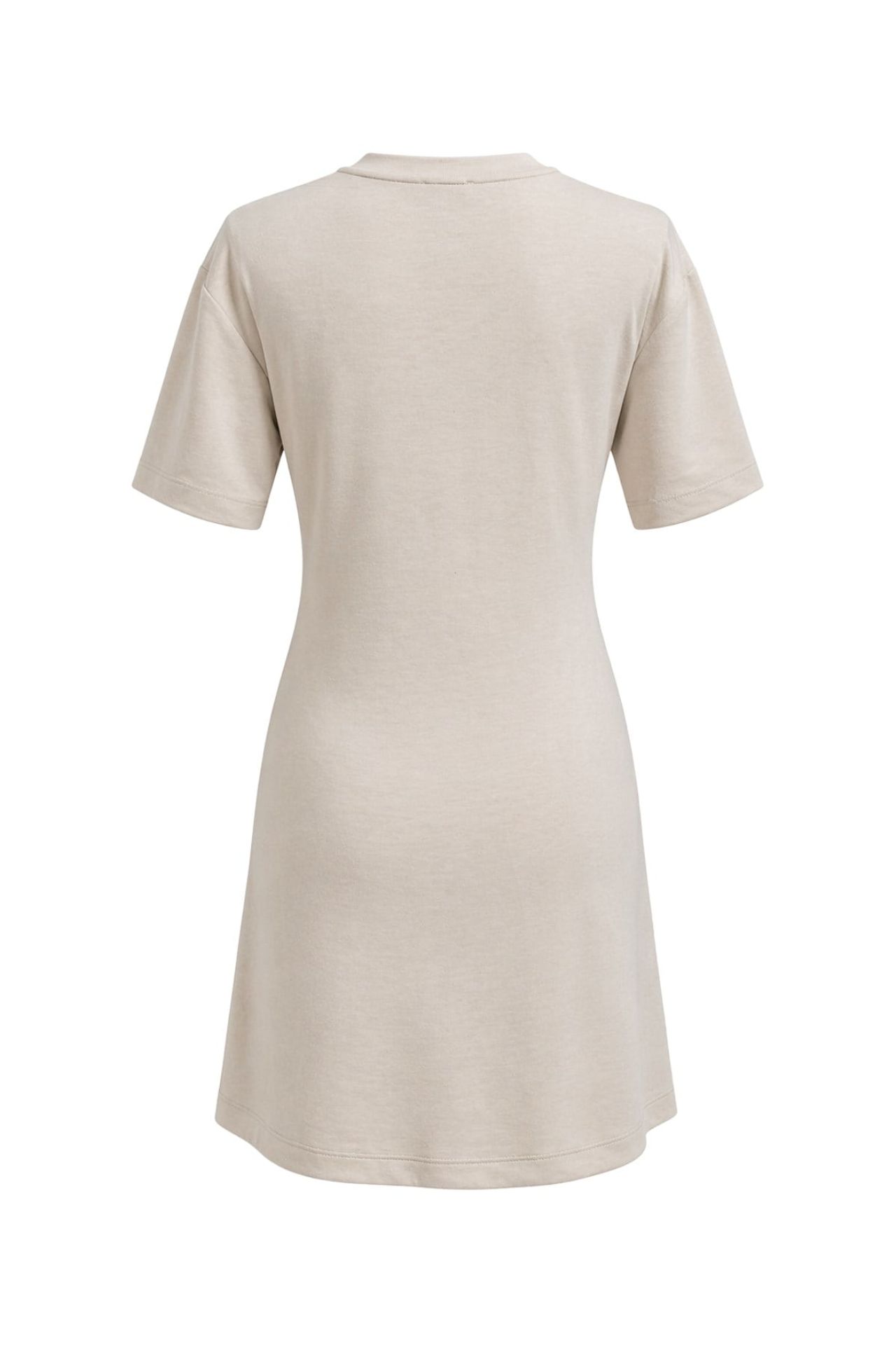 MIXRAY Crew Neck Mini T-Shirt Dress with Stone Accessory 3