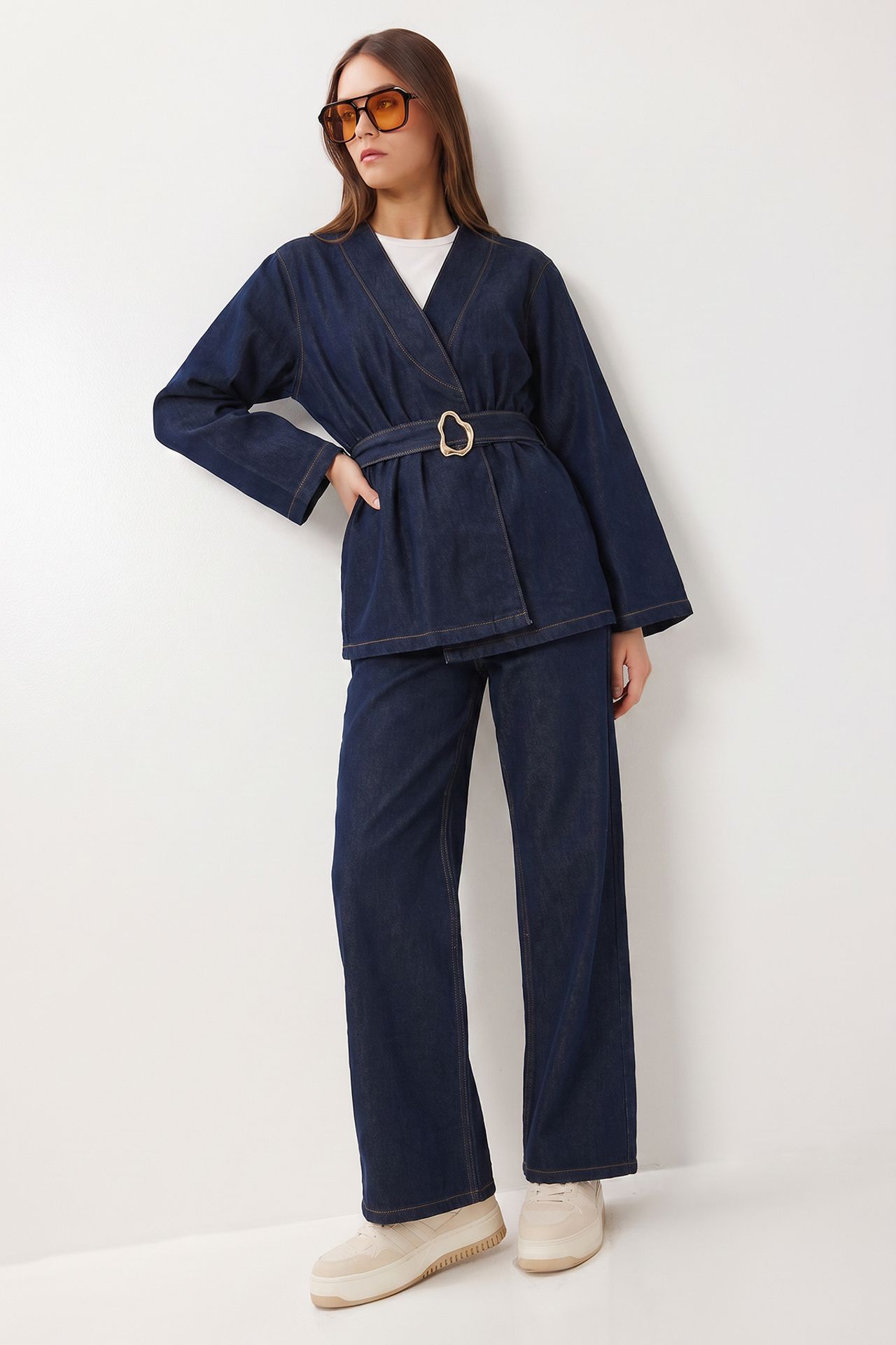 ISTANBUL Cotton Gabardine Jacket And Wide-leg Trousers Set 2