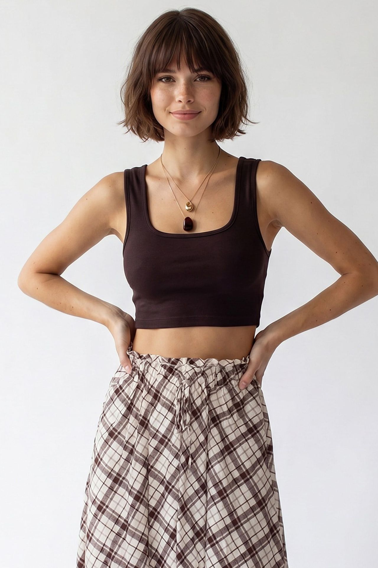 MIXRAY Women's Fitted Square-neck Crop Tank Top 2
