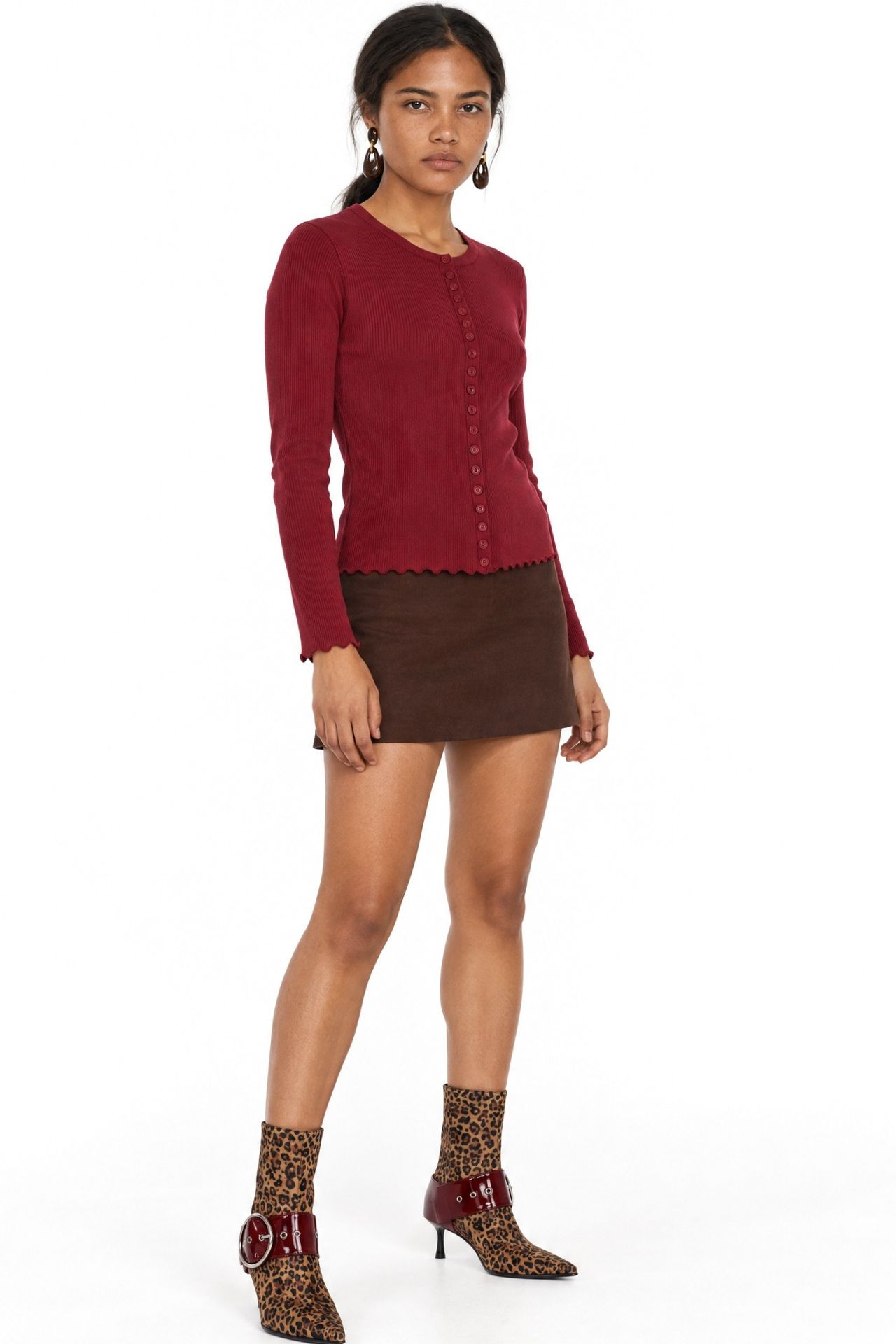 MIXRAY Ribbed Knit Buttoned Cardigan 2
