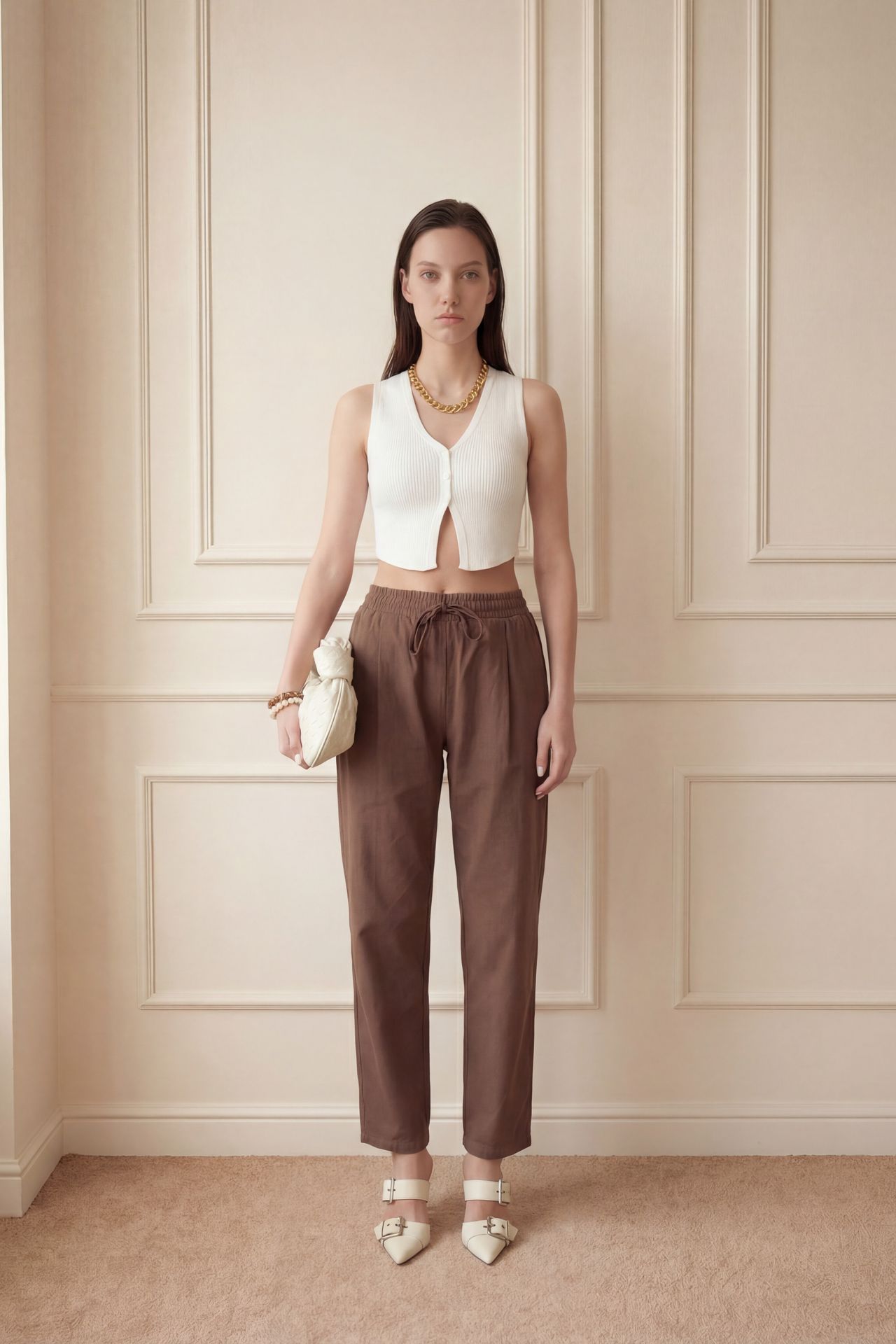 MY FASHION Ankle Length Drawstring Waist Pants with Pocket 2