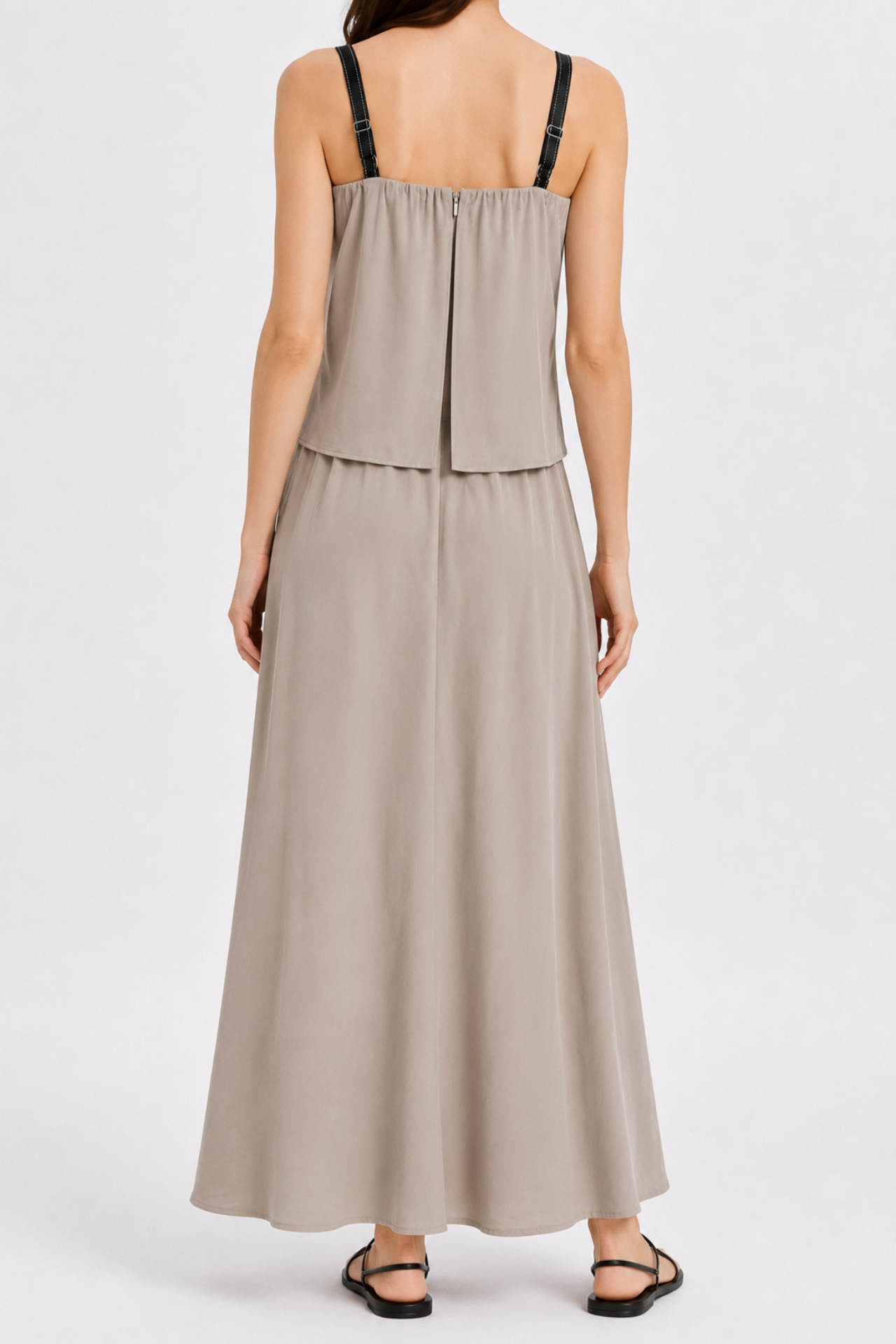 MIXRAY Sleeveless A-line Maxi Dress With Square Neckline 5