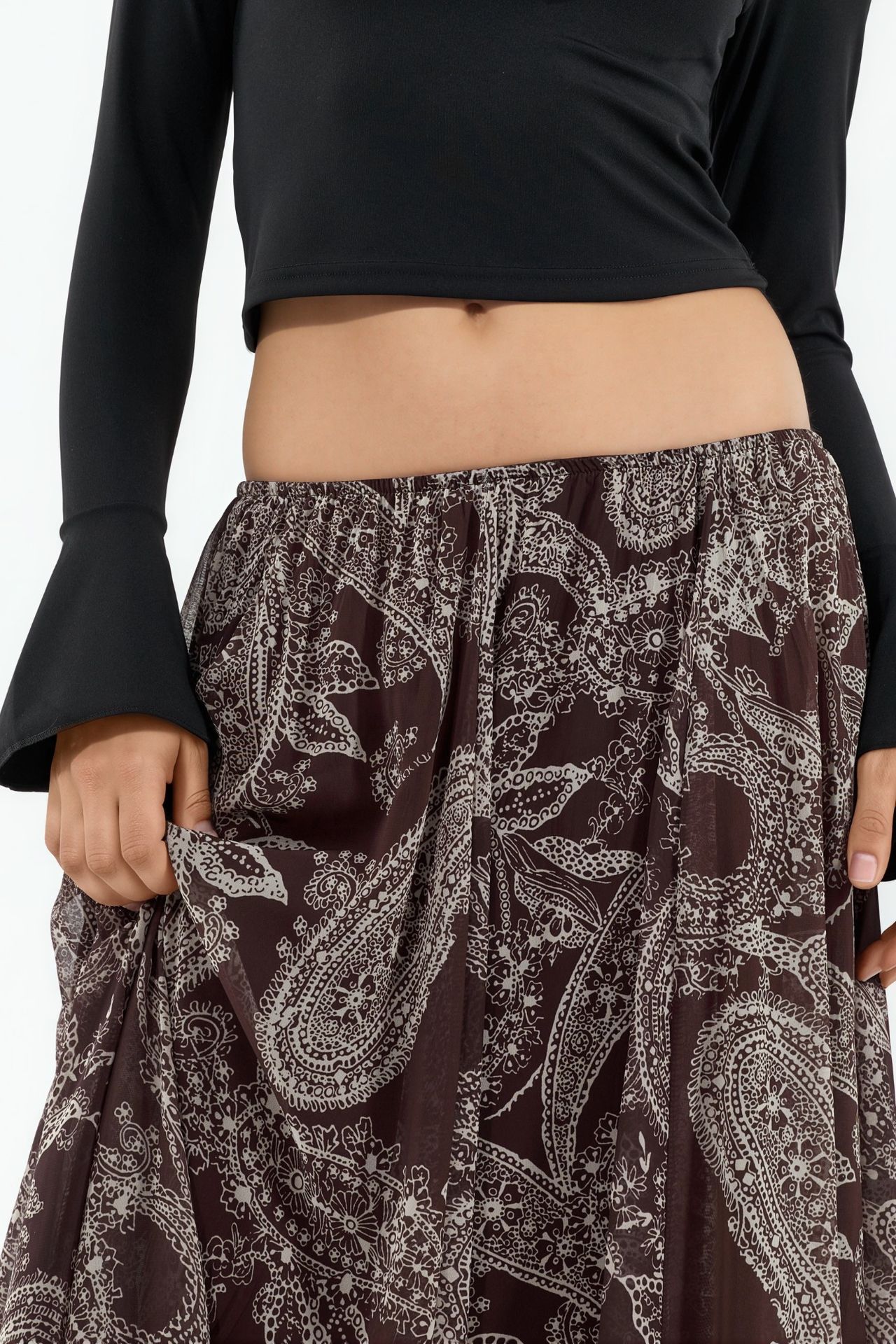BDART High Waist A-Line Midi Skirt in Paisley Print 4