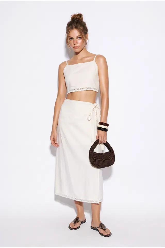 LUCCI Two-Piece Viscose Cotton Blouse And Skirt Set