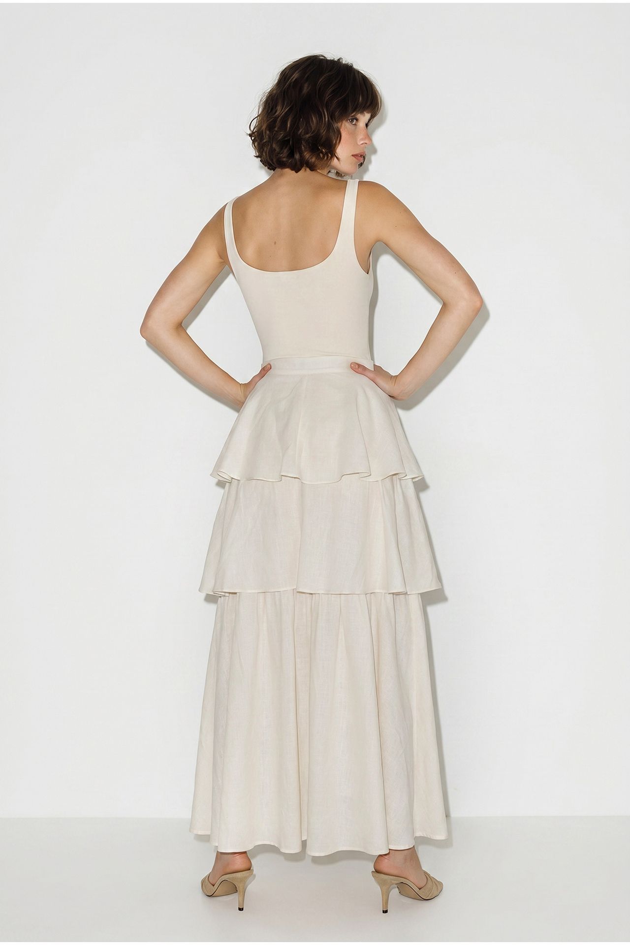 LUCCI High-Waist Cotton Poplin Midi Skirt 5