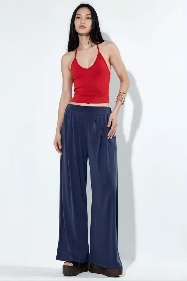 BUSEM Pleated Wide Leg Pants with Pockets