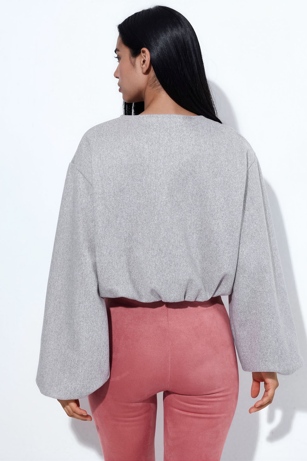 BUSEM Crop Gabardine Jacket with Zipper and Pocket 3