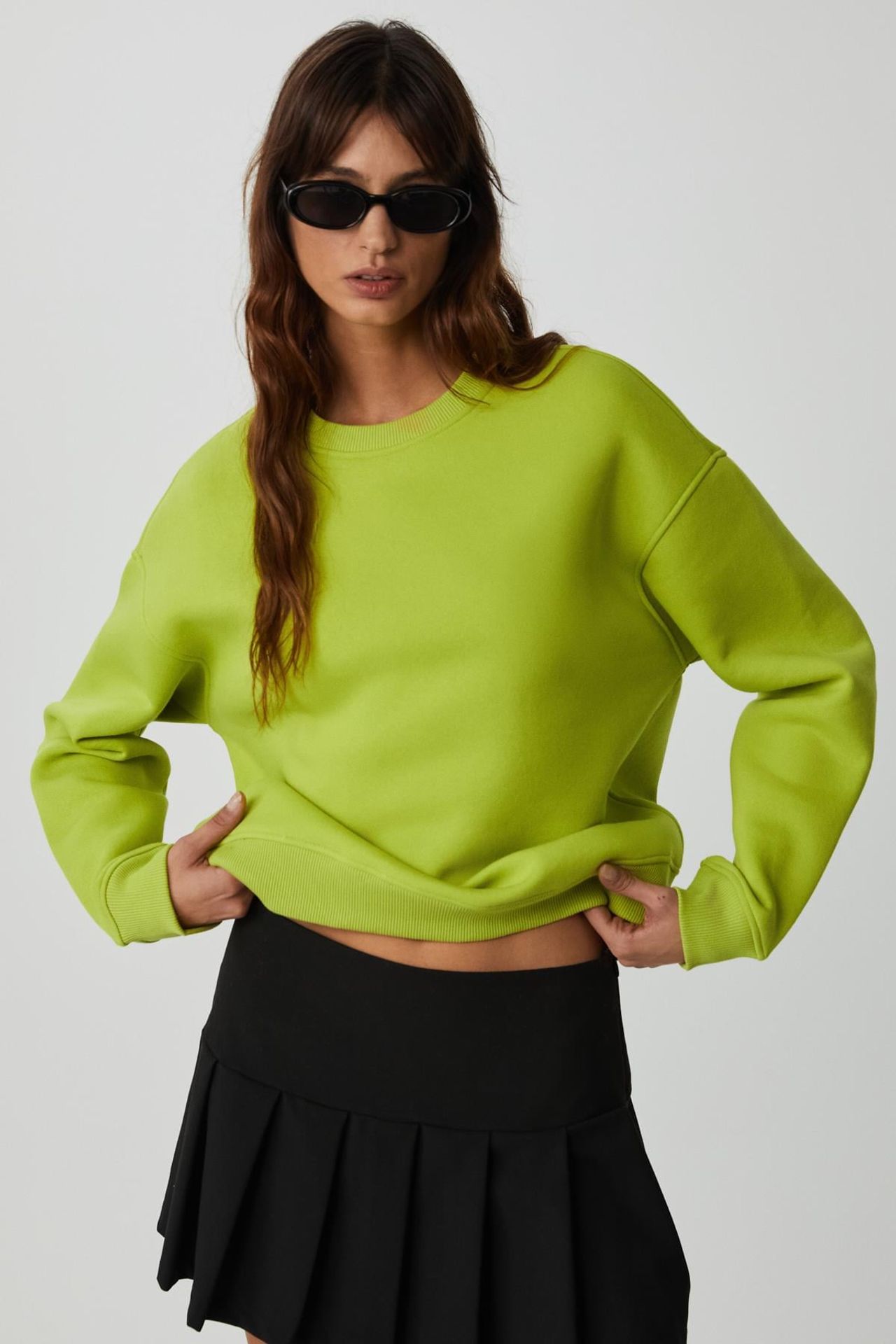 GRIMELANGE Geniş Kesimli Fitilli Bisiklet Yaka Sweatshirt 2