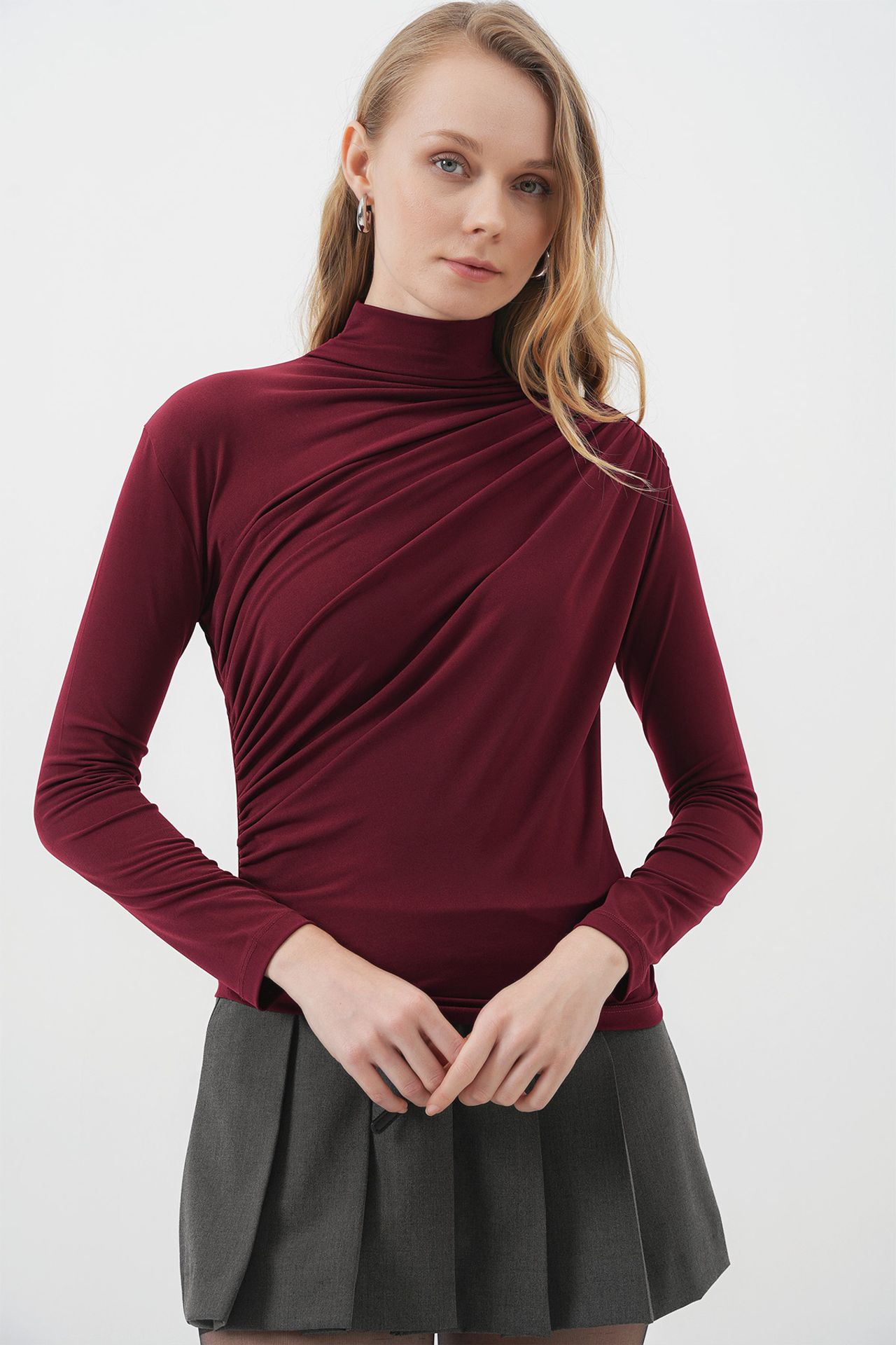 BDART Fitted Turtleneck Blouse with Drape Detail 4