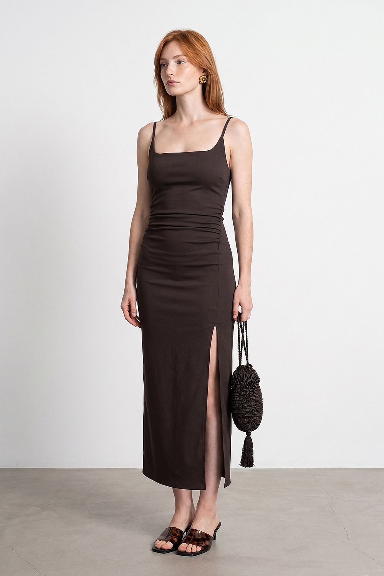 DILVIN Kadın Kolsuz Bodycon Midi Elbise 1