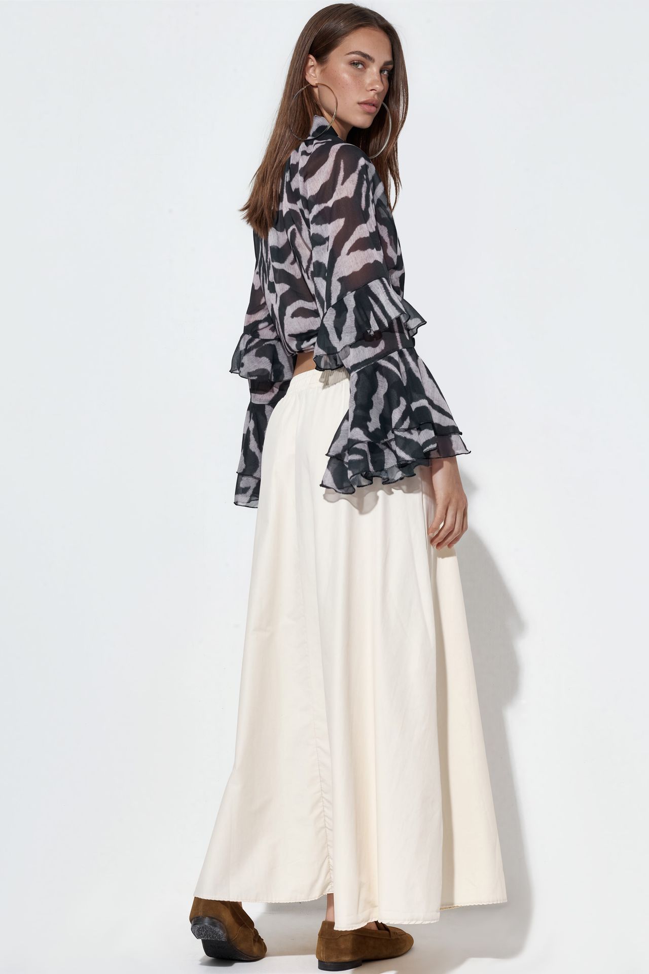 BUSEM Elastic Waist Midi Skirt with Pockets