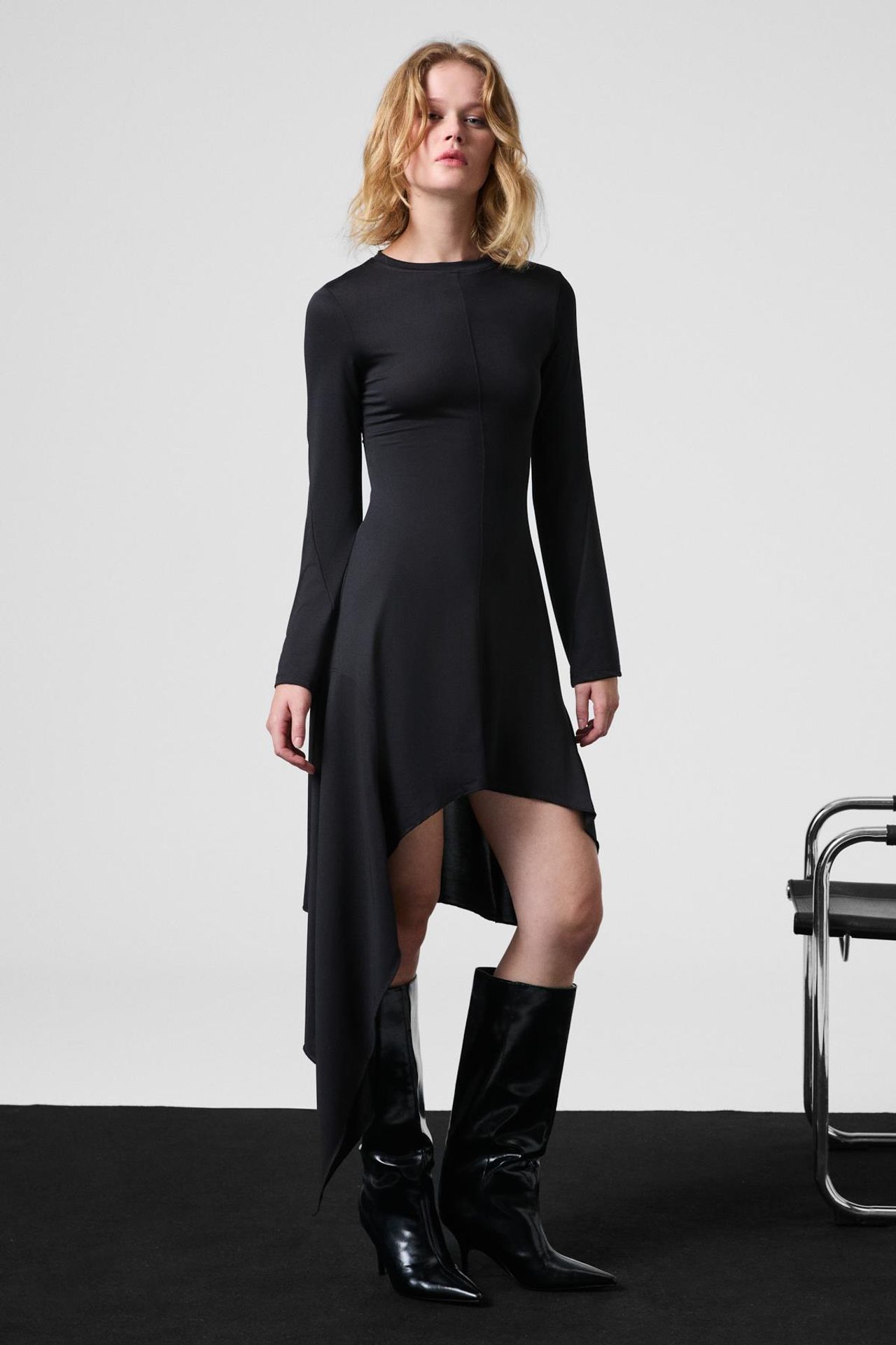 GRIMELANGE Asymmetric Crew Neck Mini Dress 4