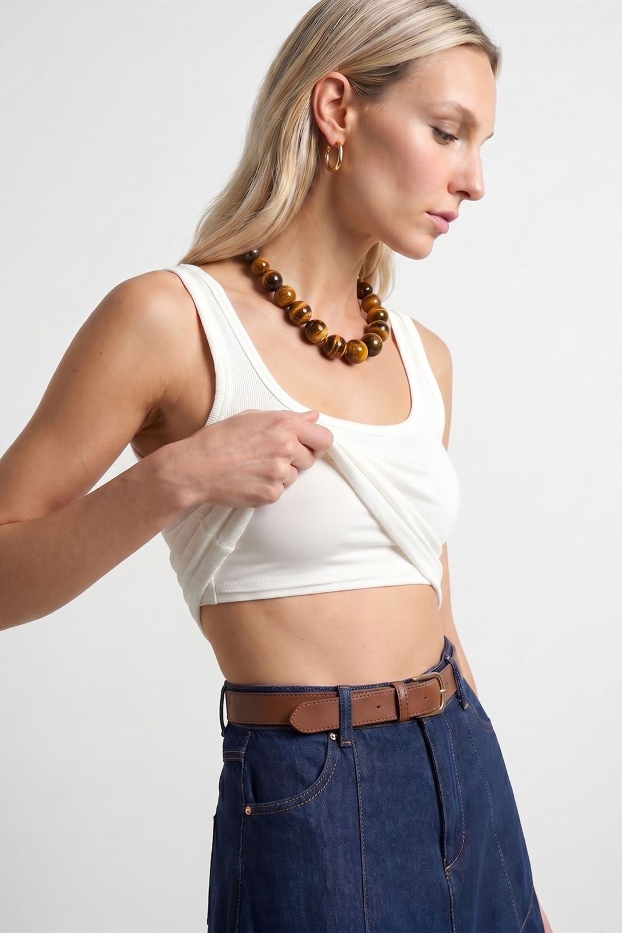 DILVIN Slim Fit Sleeveless Jersey Cami Blouse 5