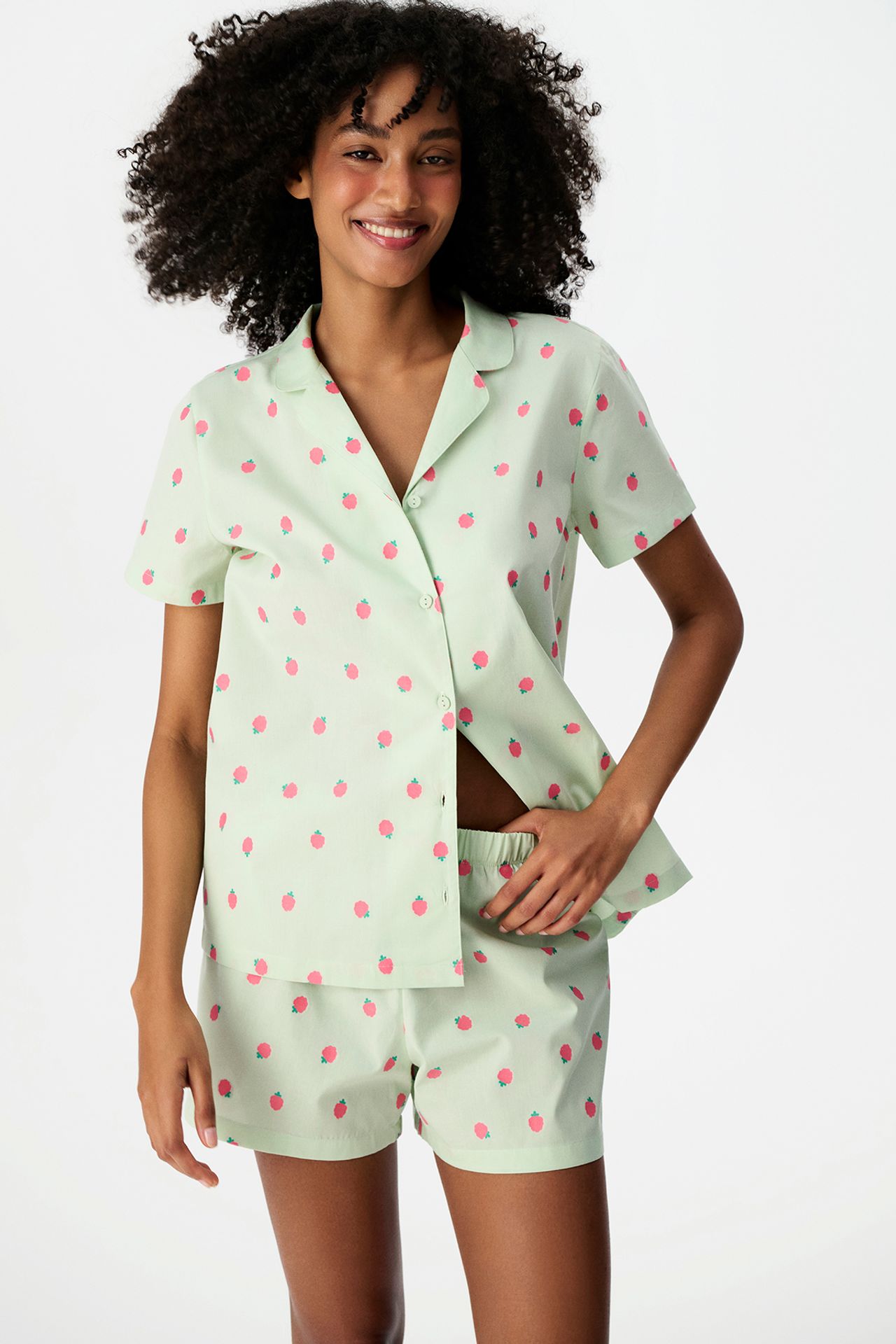 PENTI Summer Breeze Fruit Pattern Short Sleeve Shorts Pajama Set 2