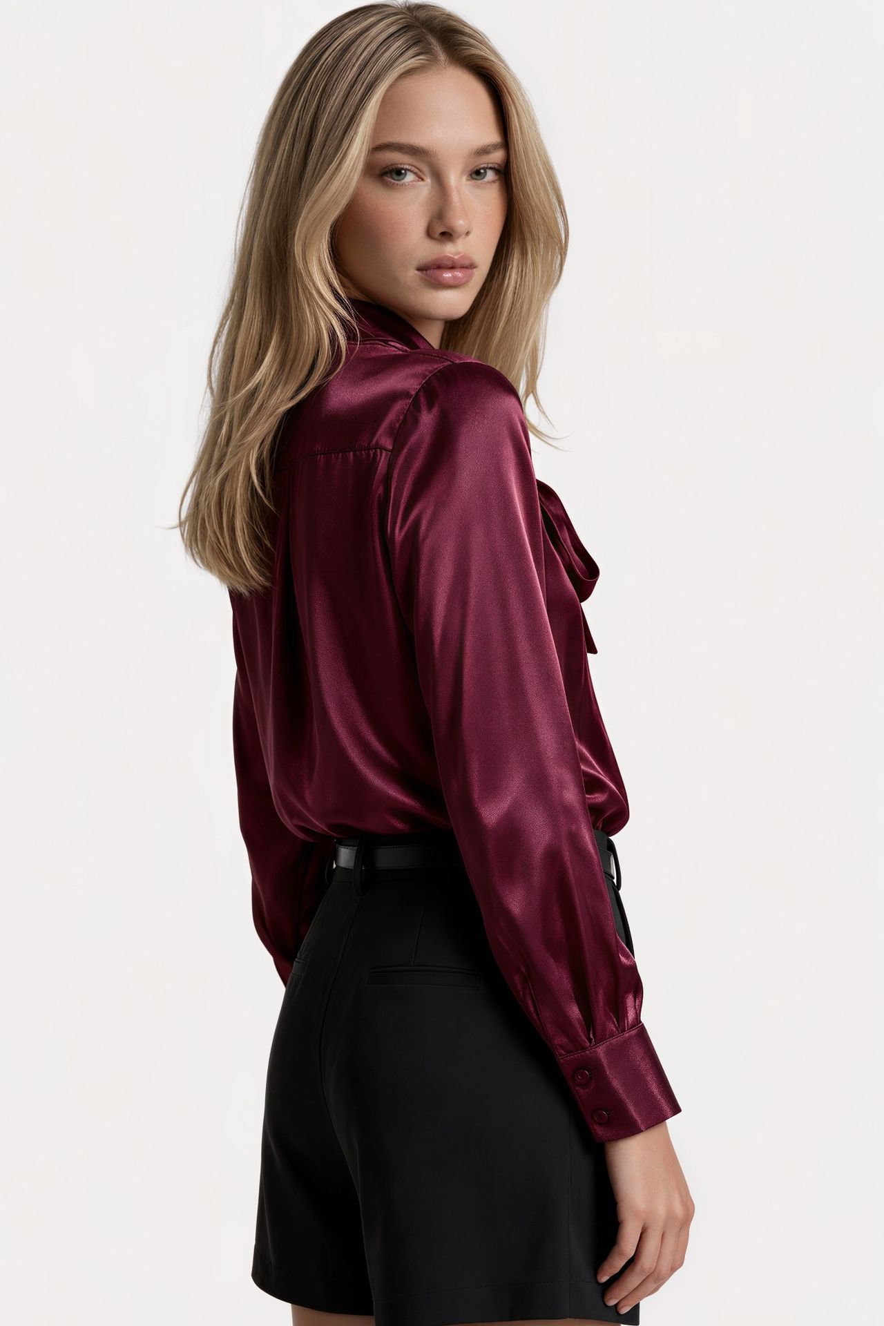 MSN Women's Loose Woven Shirt-collar T-shirt 3