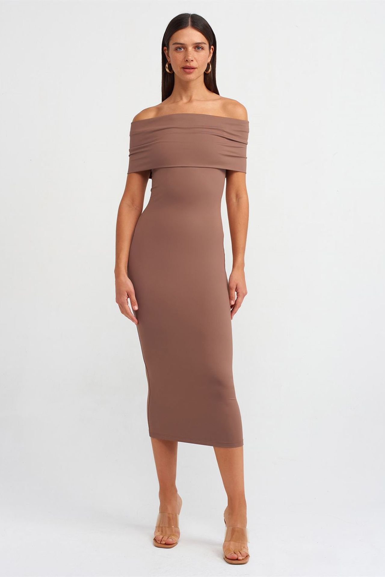 DILVIN Off-Shoulder Bodycon Midi Dress 1