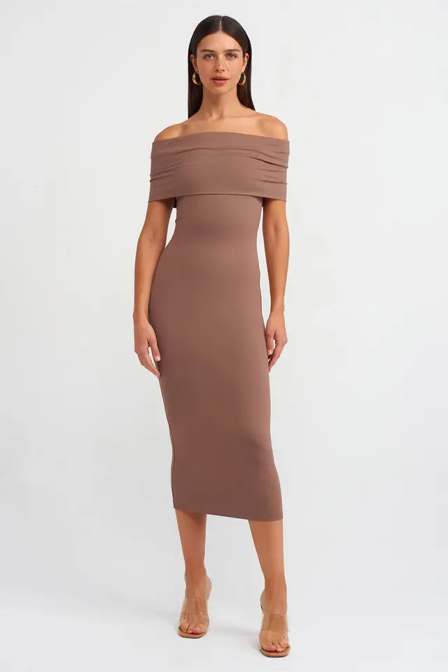 DILVIN Off-Shoulder Bodycon Midi Dress