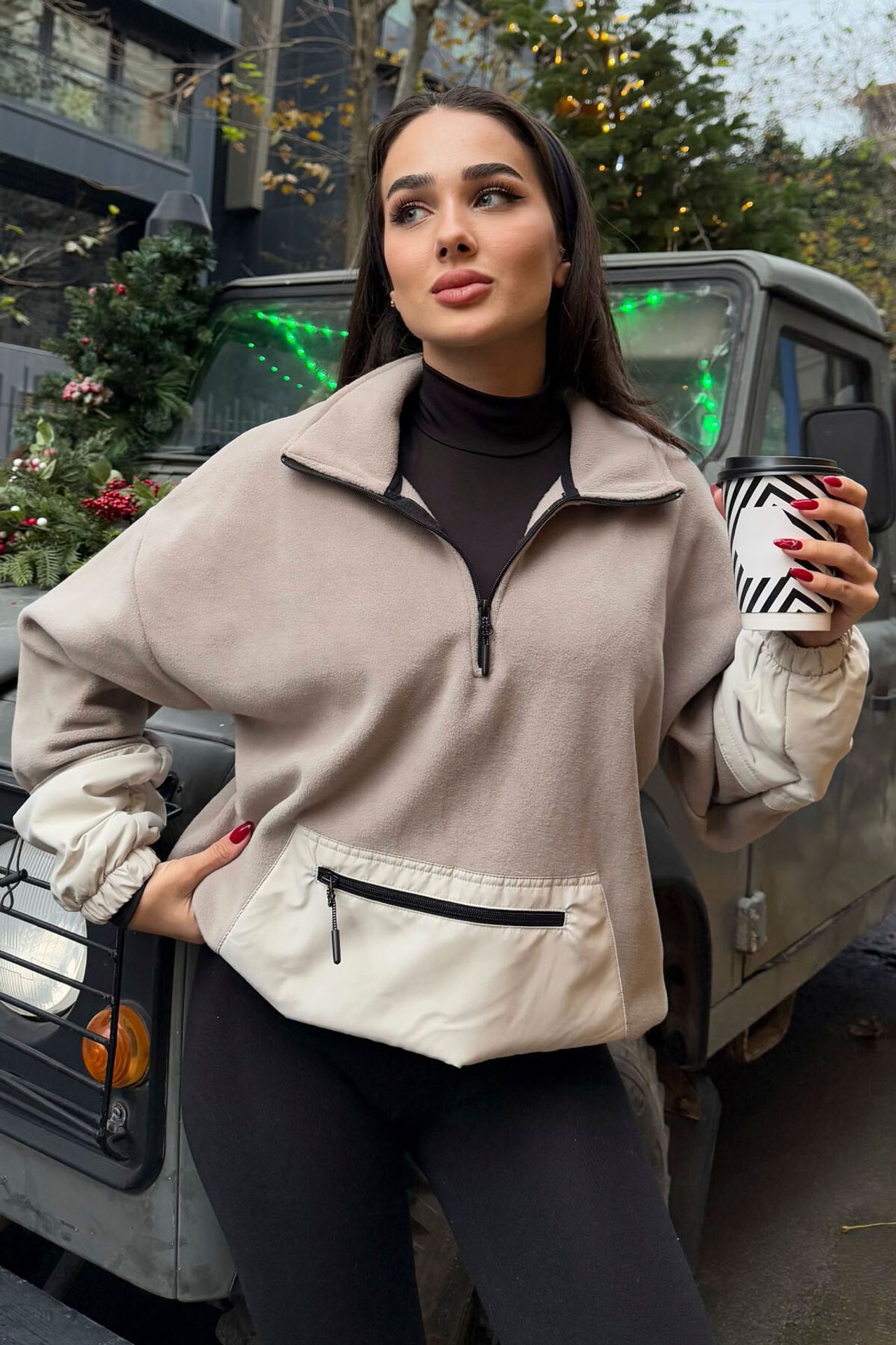 TOMMY Oversized Plush Half-Zip Sweatshirt 6