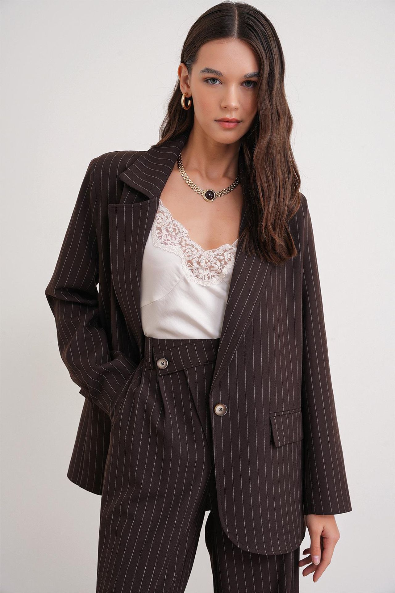 MIXRAY Striped Oversize Blazer 3