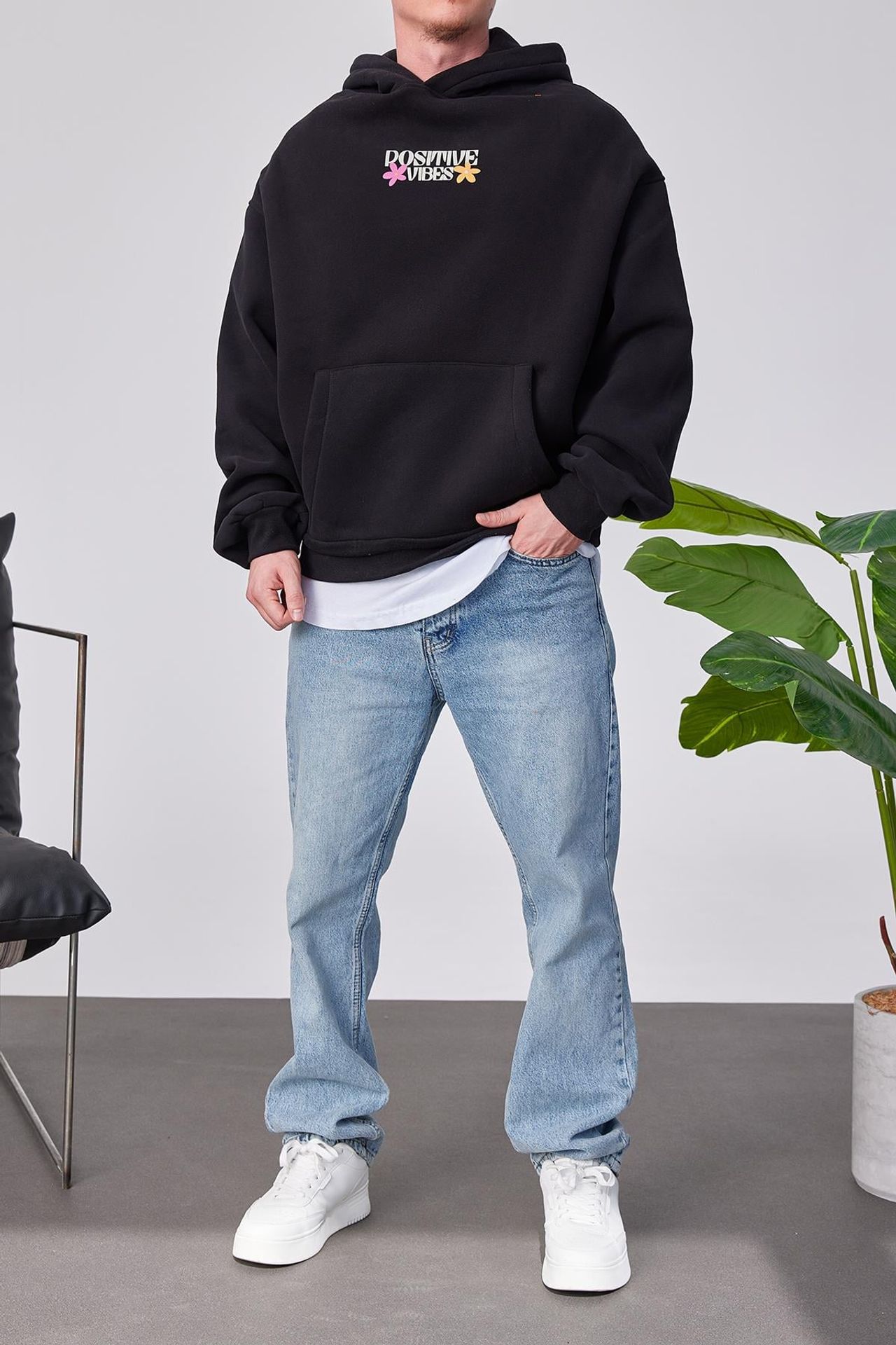NOMARC Baskılı Kapüşonlu Bol Sweatshirt 2