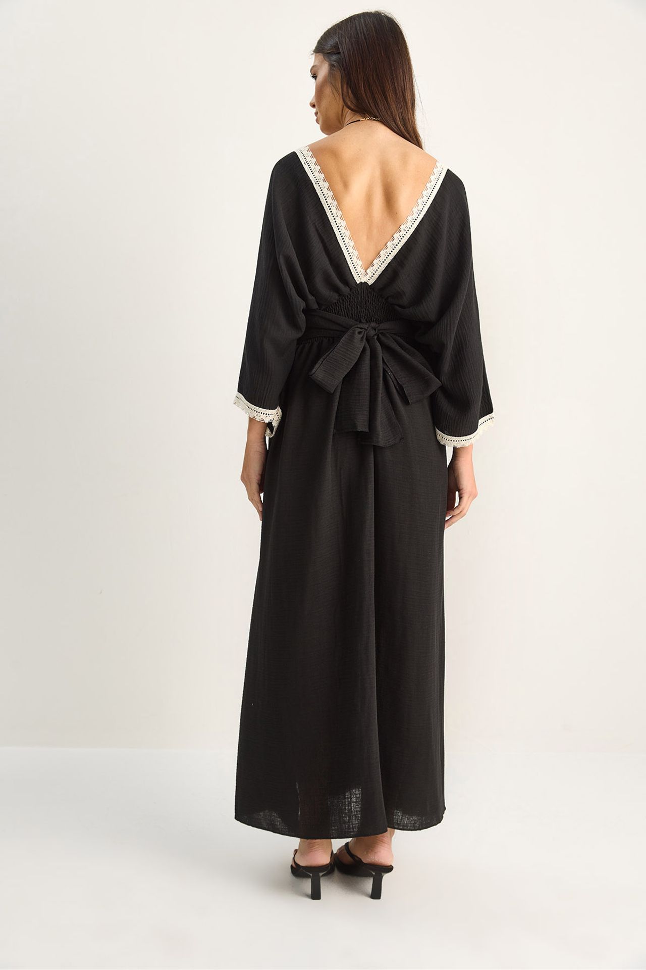 LUCCI Cotton Muslin Maxi Dress With Lace 6