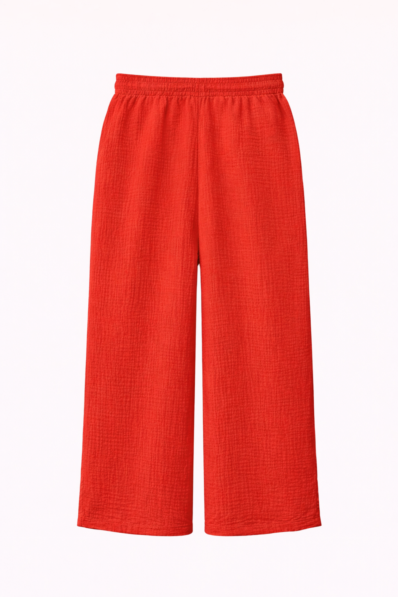Mixray High Waist Textured Muslin Fabric Pants 3