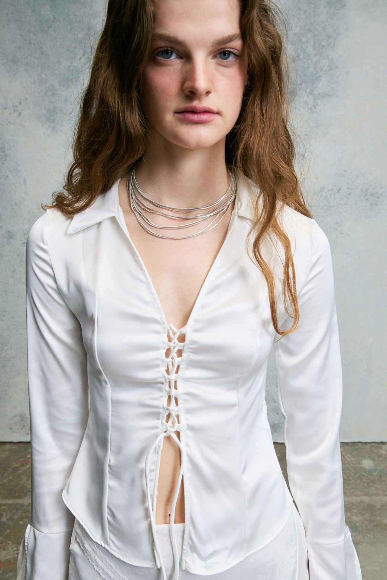GRIMELANGE Fitted Shirt Collar Tie Shirt 1