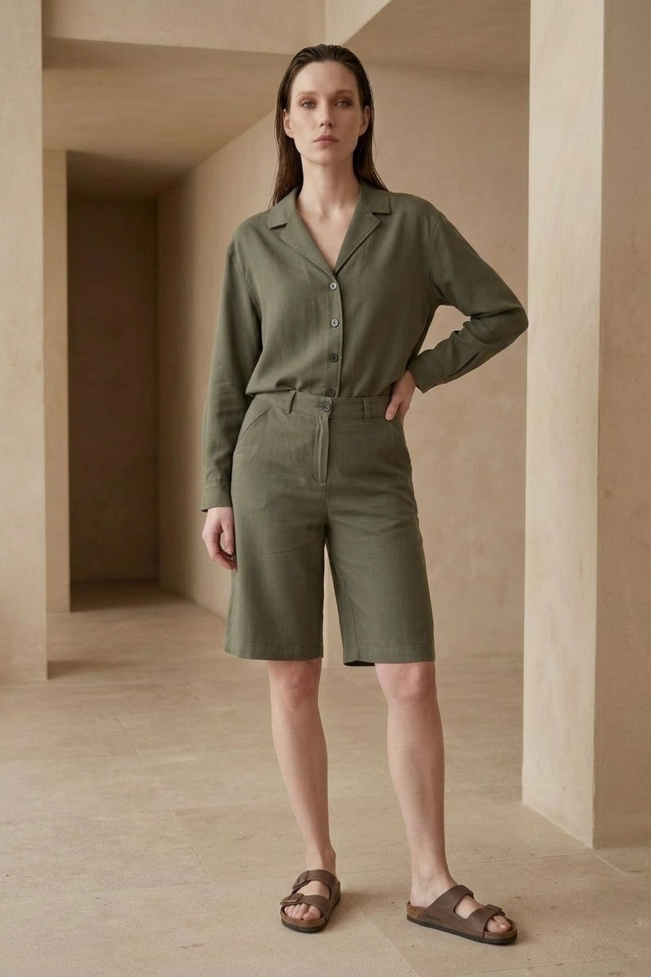 MY FASHION Cotton Poplin Shirt and Shorts Set 2