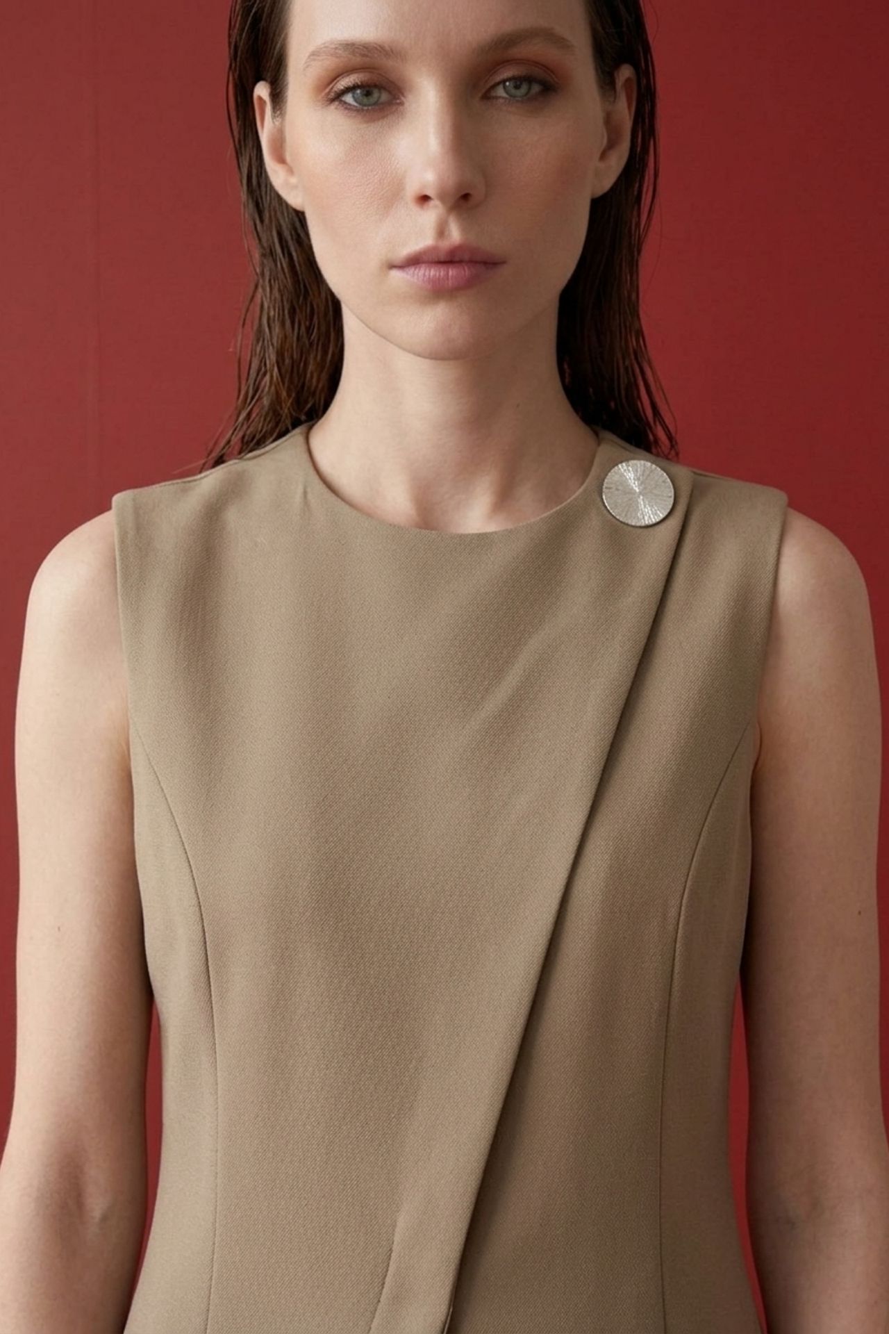 MY FASHION Belted crepe waistcoat 4