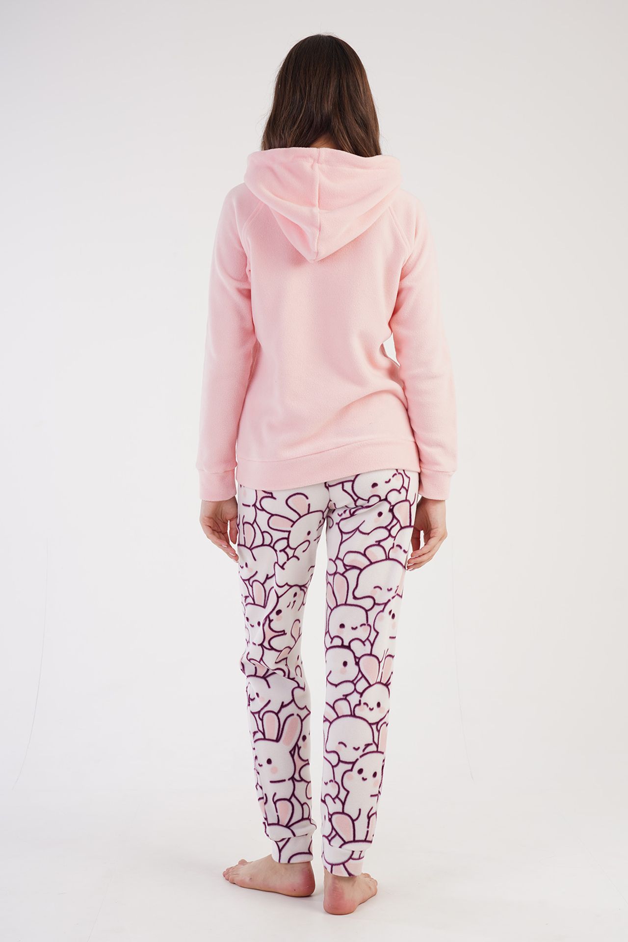 YAKE Kapüşonlu Baskılı İki Parçalı Pijama Takımı 5