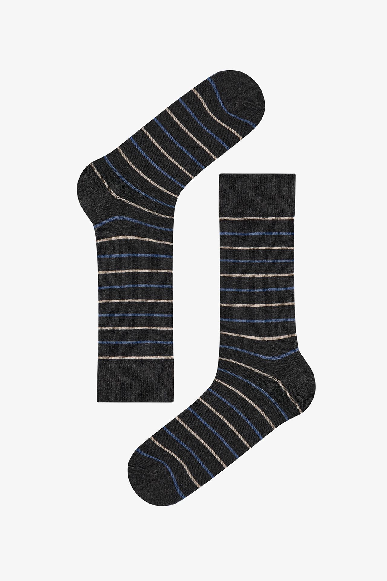 PENTI Men's Modern Layer Striped Pair Crew Socks 3