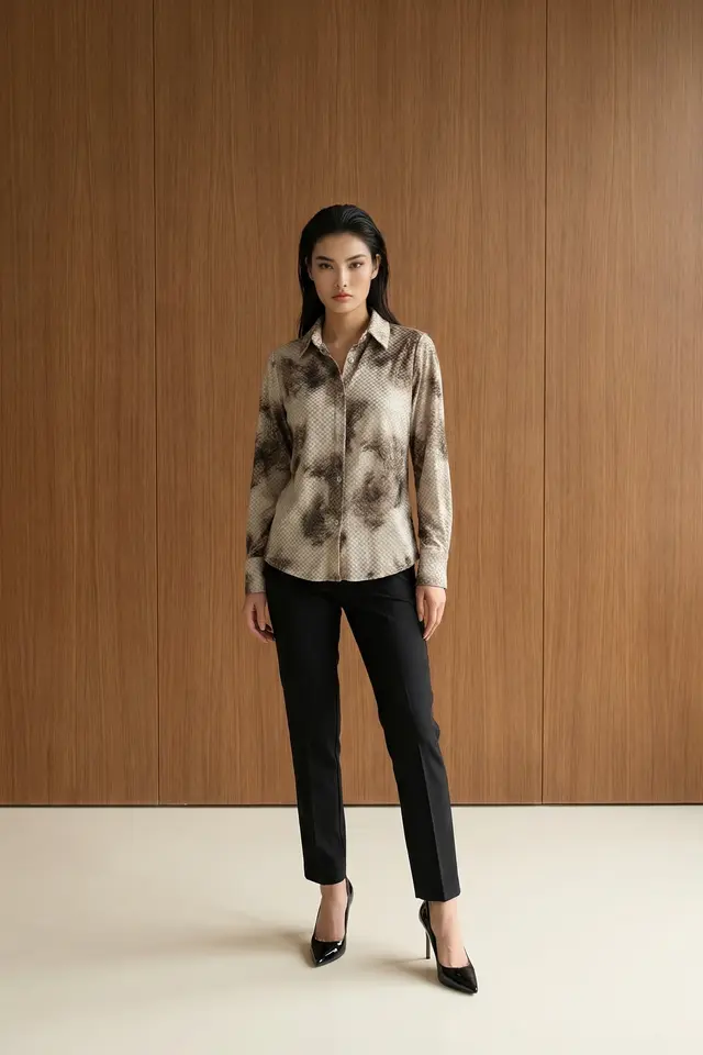 MY FASHION Women’s Abstract Velvet Woven Shirt
