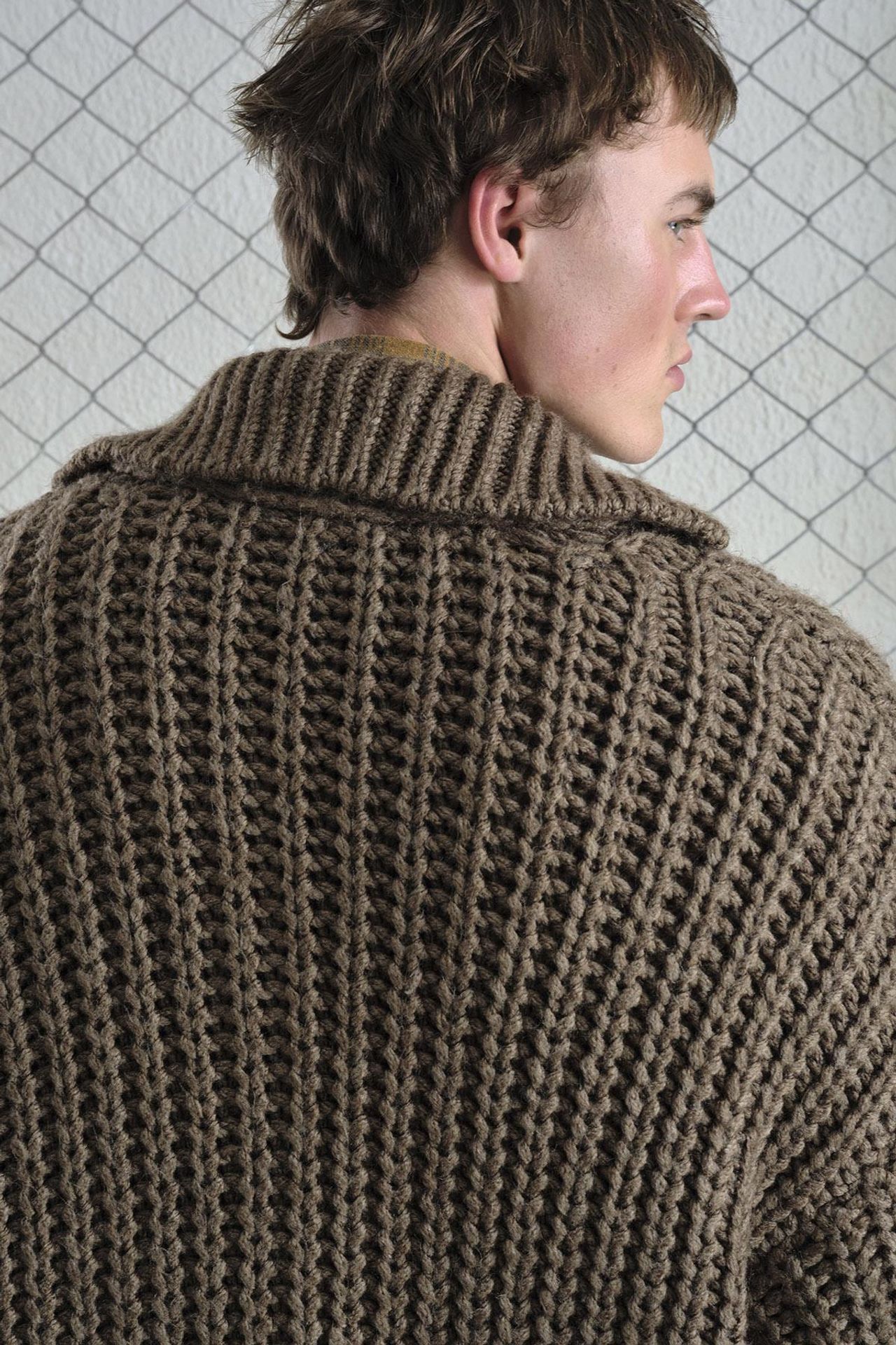 GIESTO Oversized Ribbed Knitwear Cardigan with Turtleneck and Pockets 4