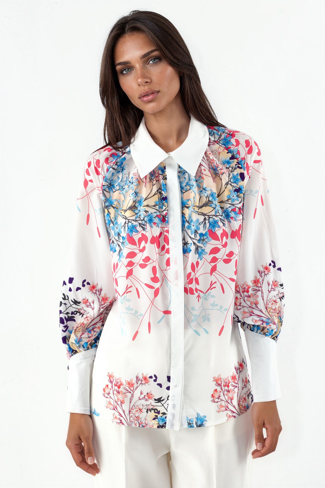 MSN Women's Floral Crepe Button Shirt 5