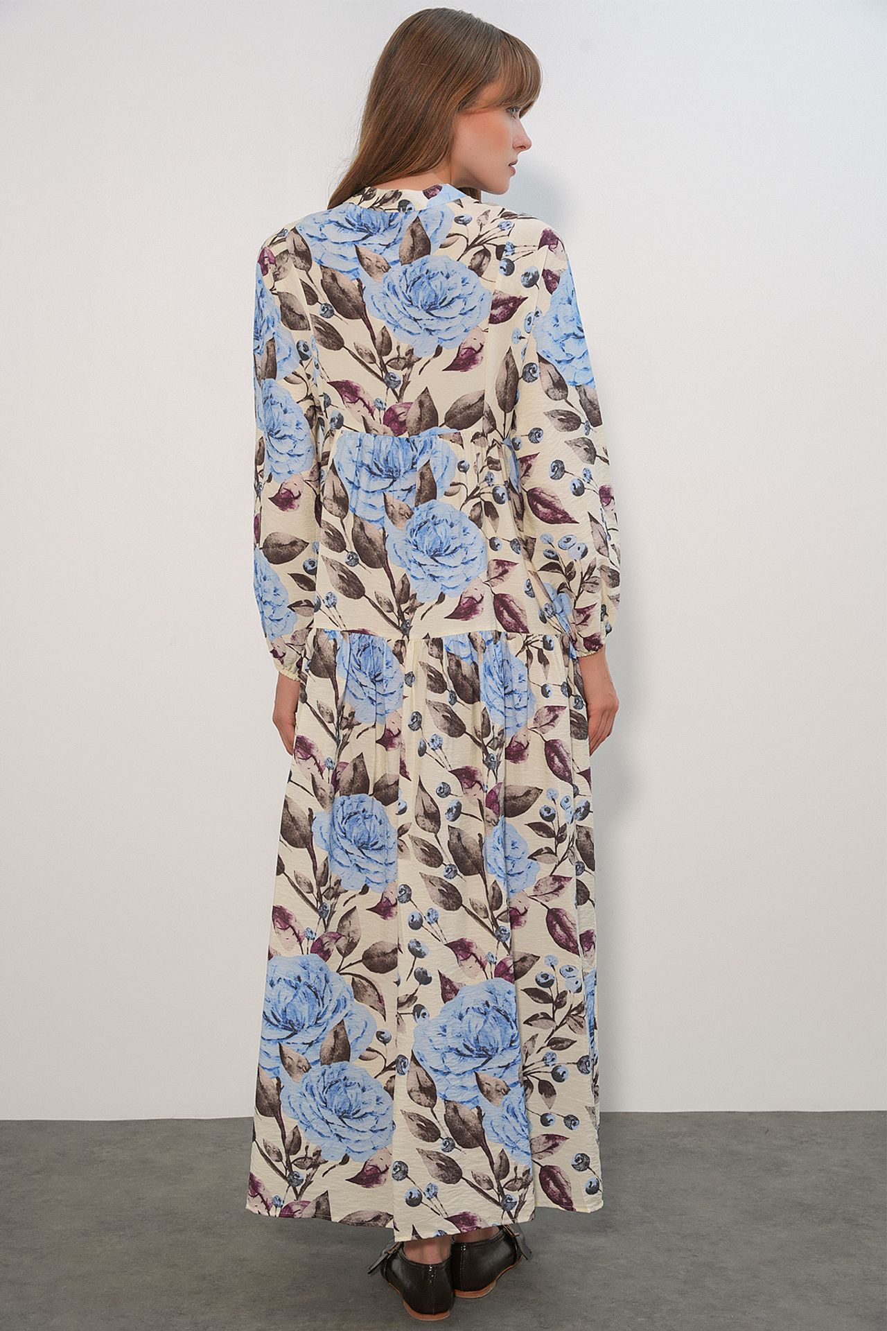 BDART Floral Maxi Dress With Mandarin Collar 7