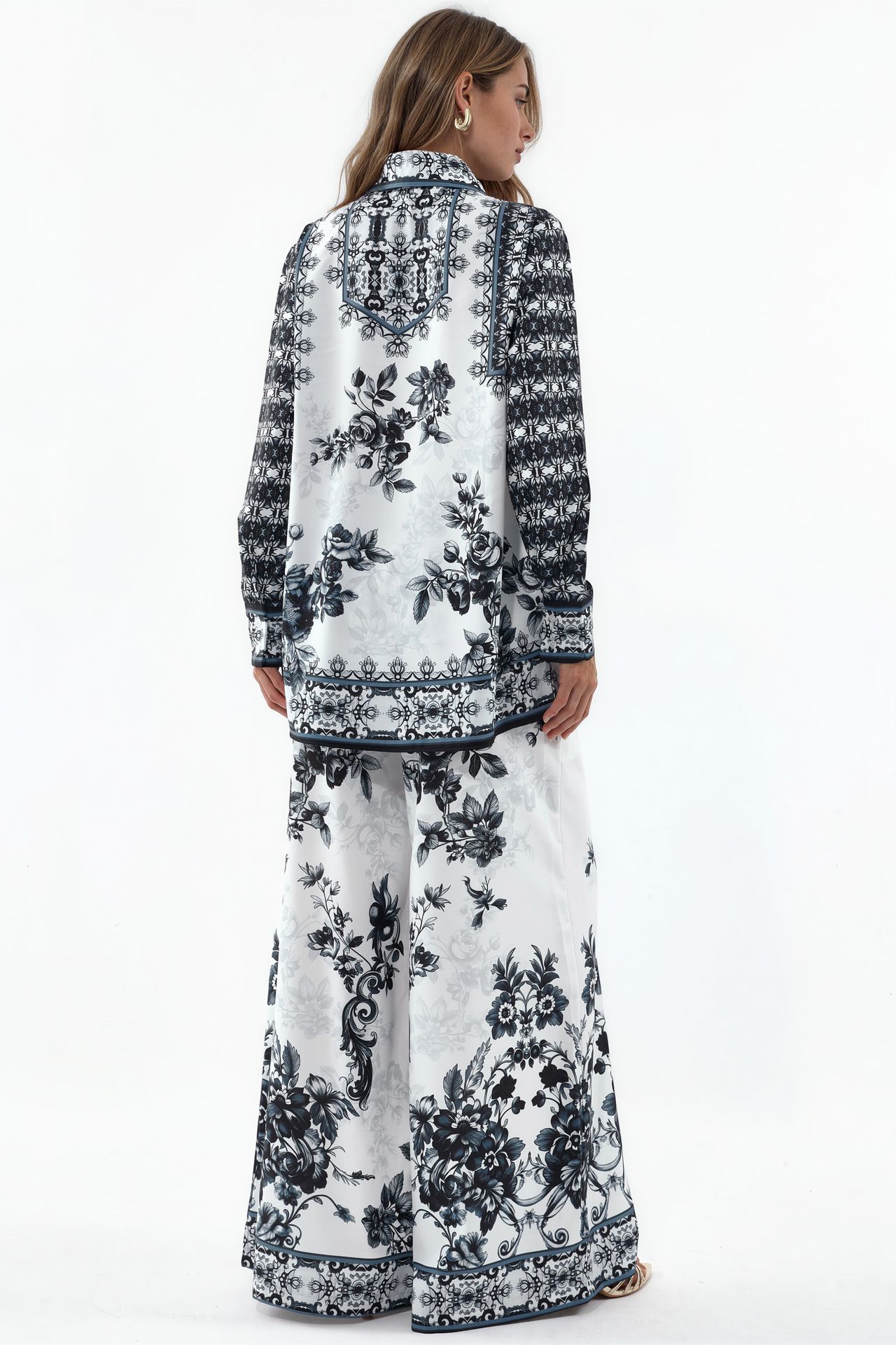 MSN Floral Shirt And Wide-Leg Trousers Set 3
