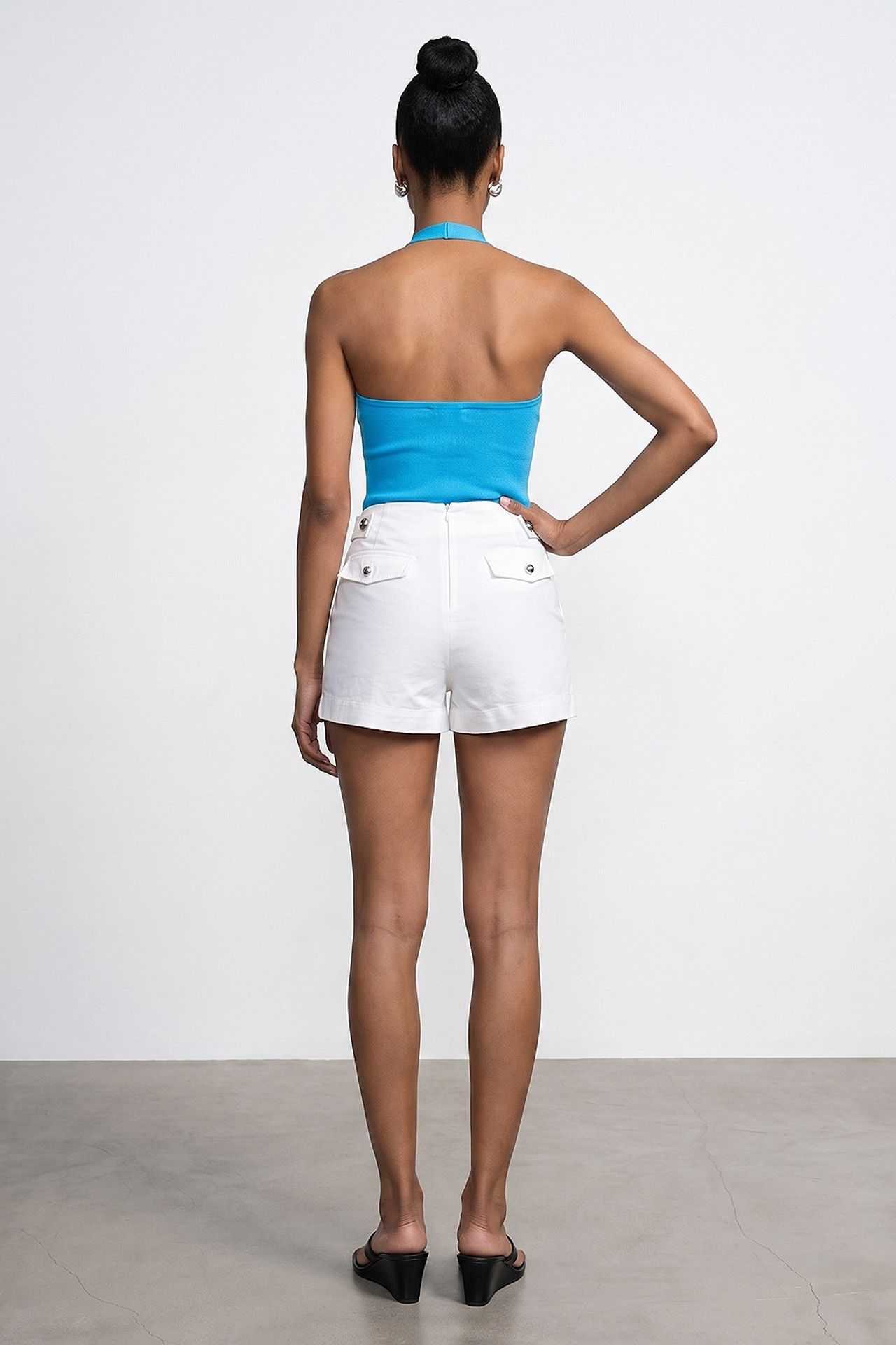 DILVIN High-Waist Tailored Cotton Shorts 2
