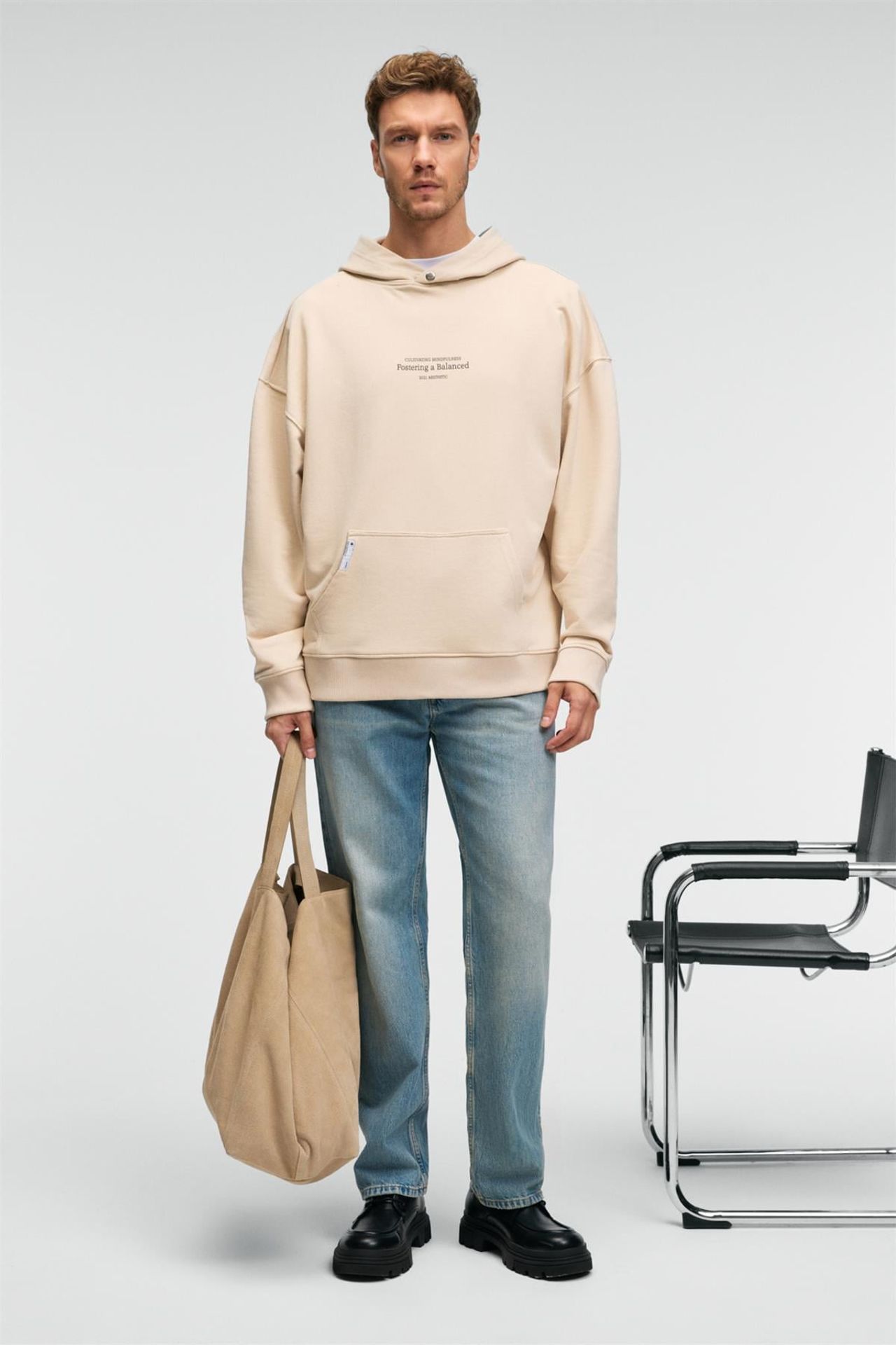 GRIMELANGE Baskılı Kapüşonlu Cepli Sweatshirt 4