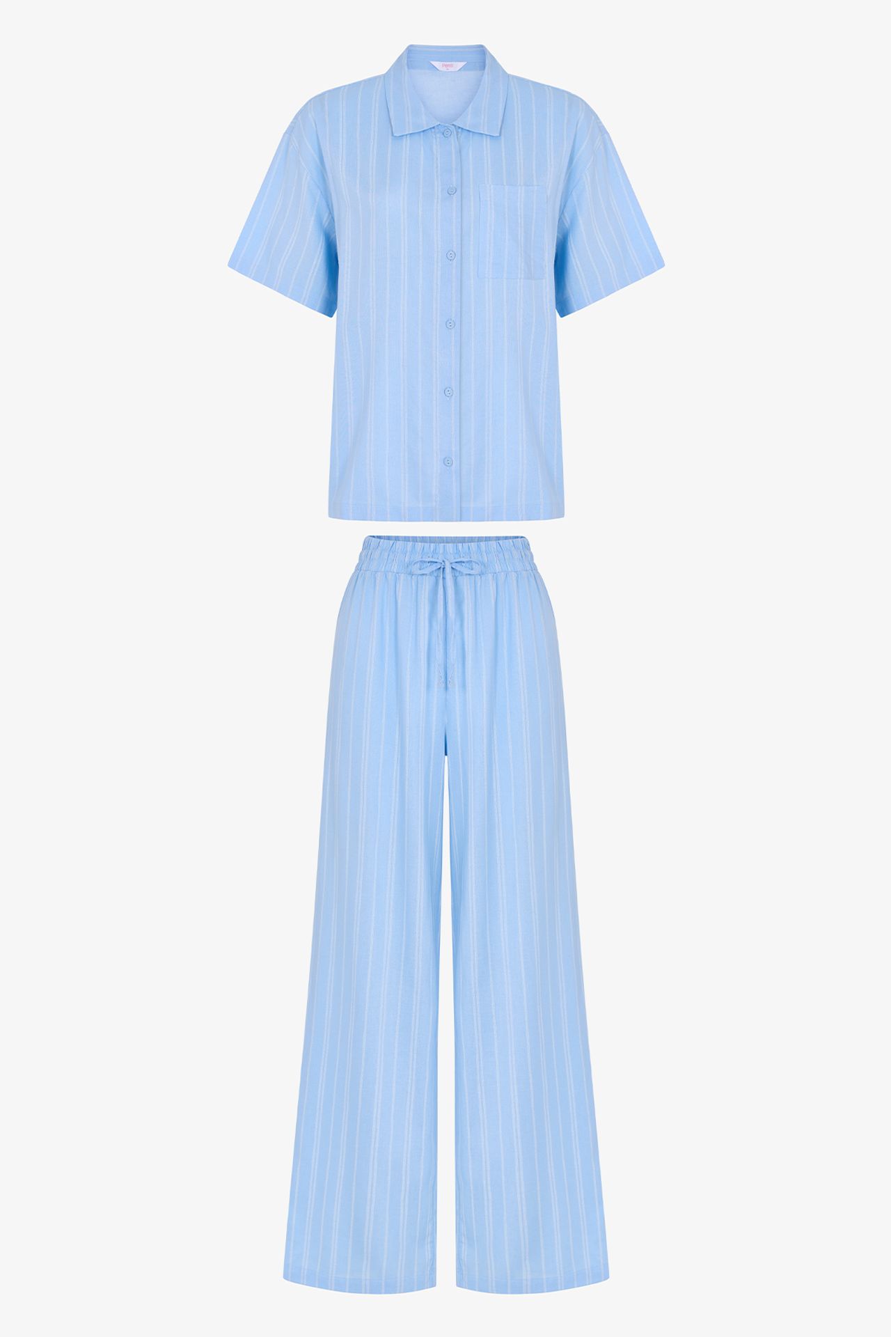 PENTI Vacation Striped Short Sleeve Shirt Pants Pajama Set 5
